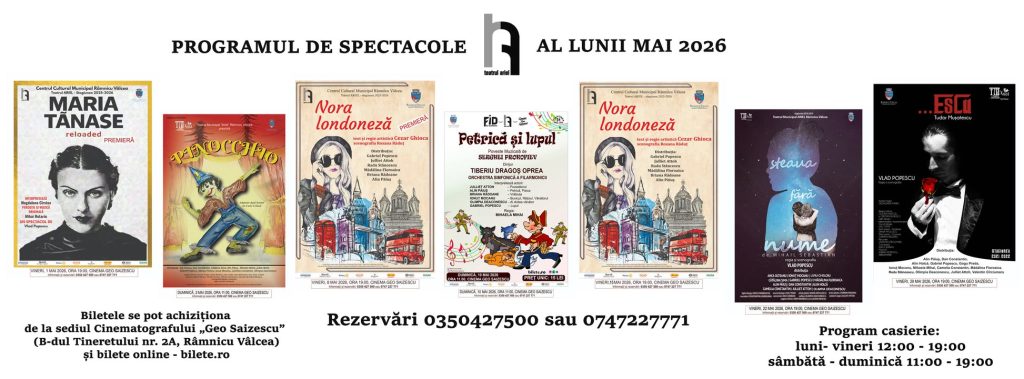 Teatrul Ariel - Spectacole lunii Mai 2026