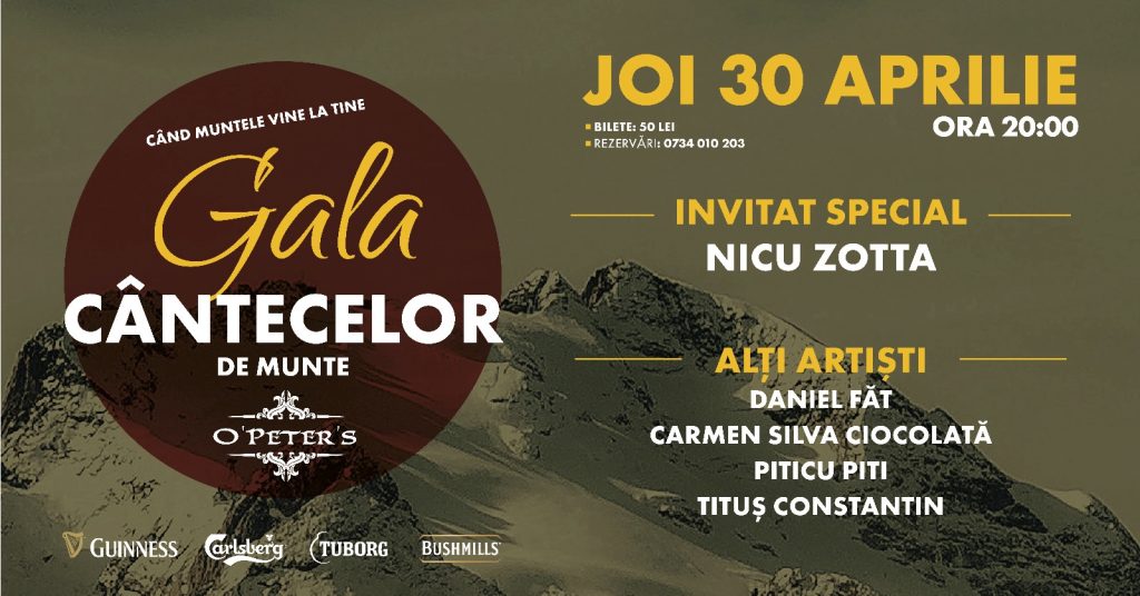 Gala Cântecelor de Munte - Invitat special: Nicu Zotta @ O’Peter’s Irish Pub Brașov