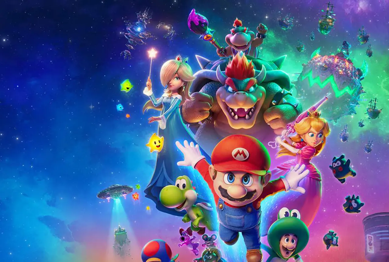 Super Mario Galaxia Filmul personajele pe afisul filmului