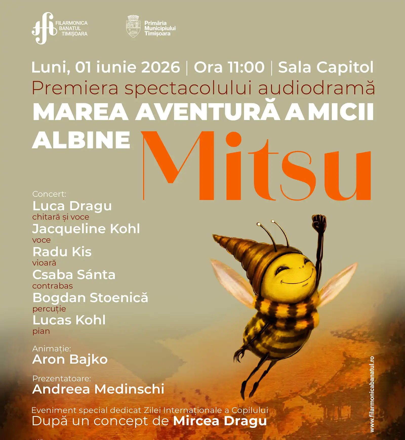 Premiera audiodramei &bdquo;Marea aventură a micii albine Mitsu&rdquo; | Eveniment dedicat Zilei Internaționale a Copilului