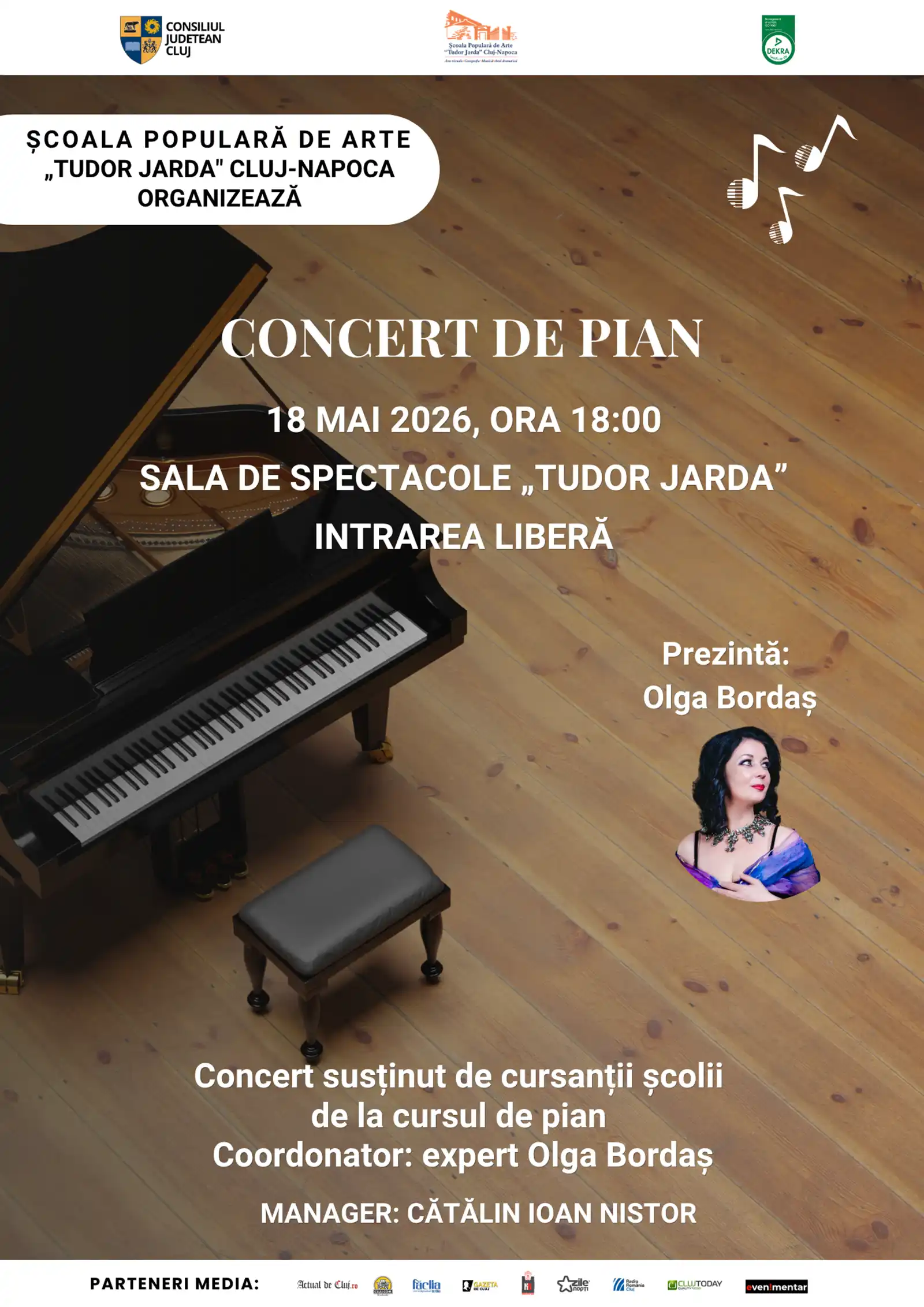 Concert de pian la Sala de Spectacole &bdquo;Tudor Jarda&rdquo;