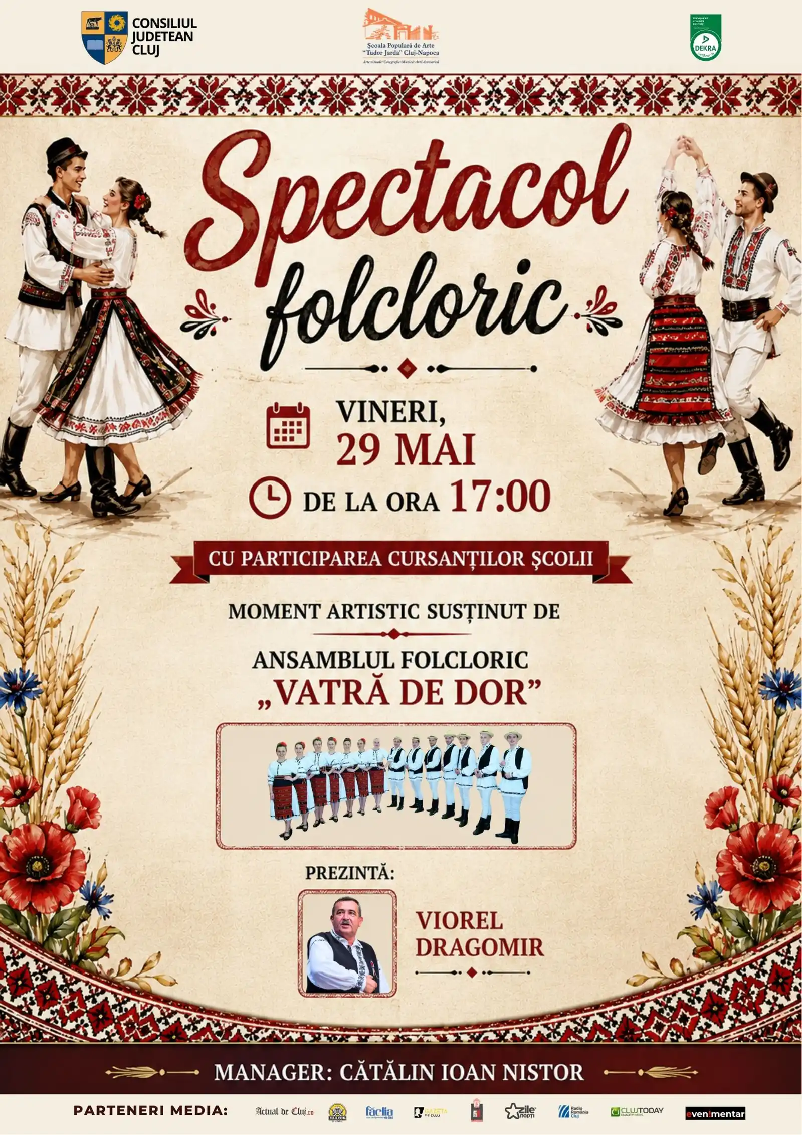 Spectacol folcloric pe data de 29 mai 2026, ora 17:00
