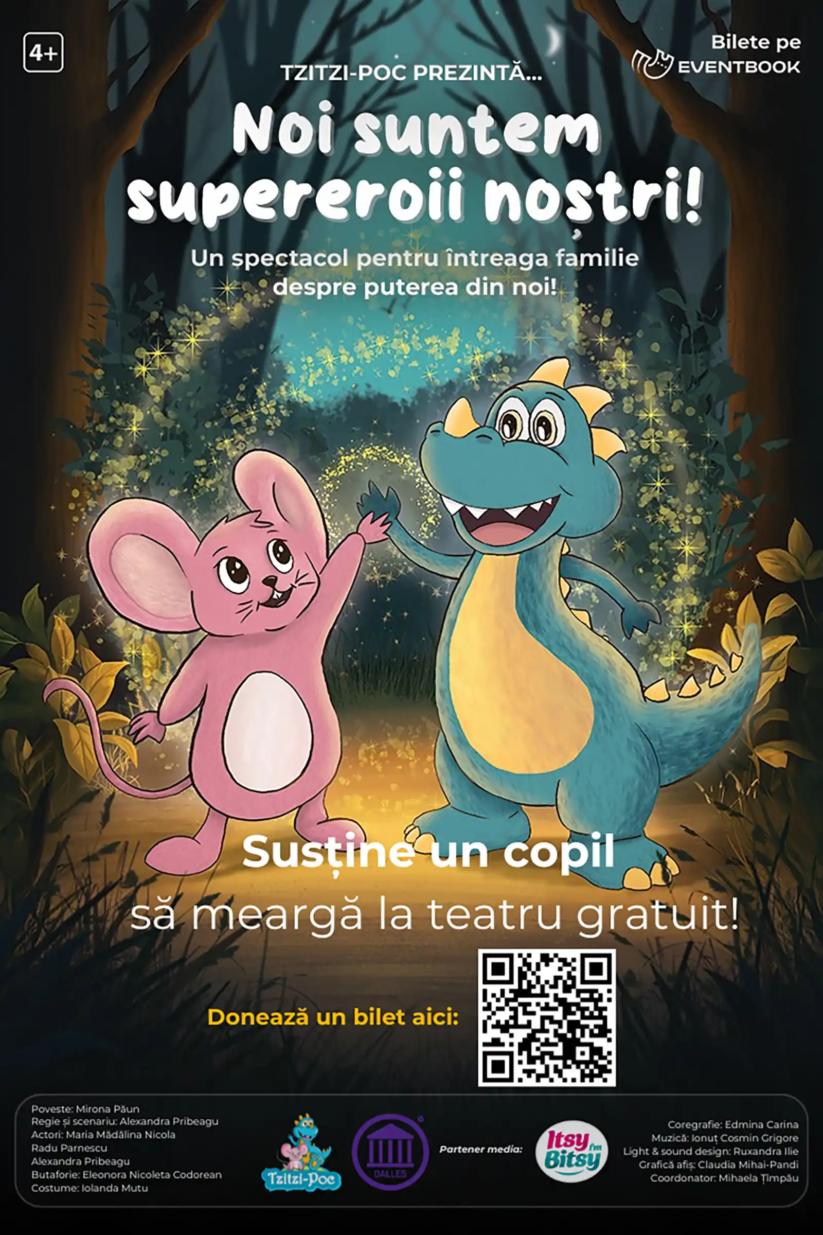 Asociația Tzitzi-Poc continuă campania „Susține un copil să meargă la teatru gratuit”, prin care oferă acces la spectacole copiilor din medii vulnerabile