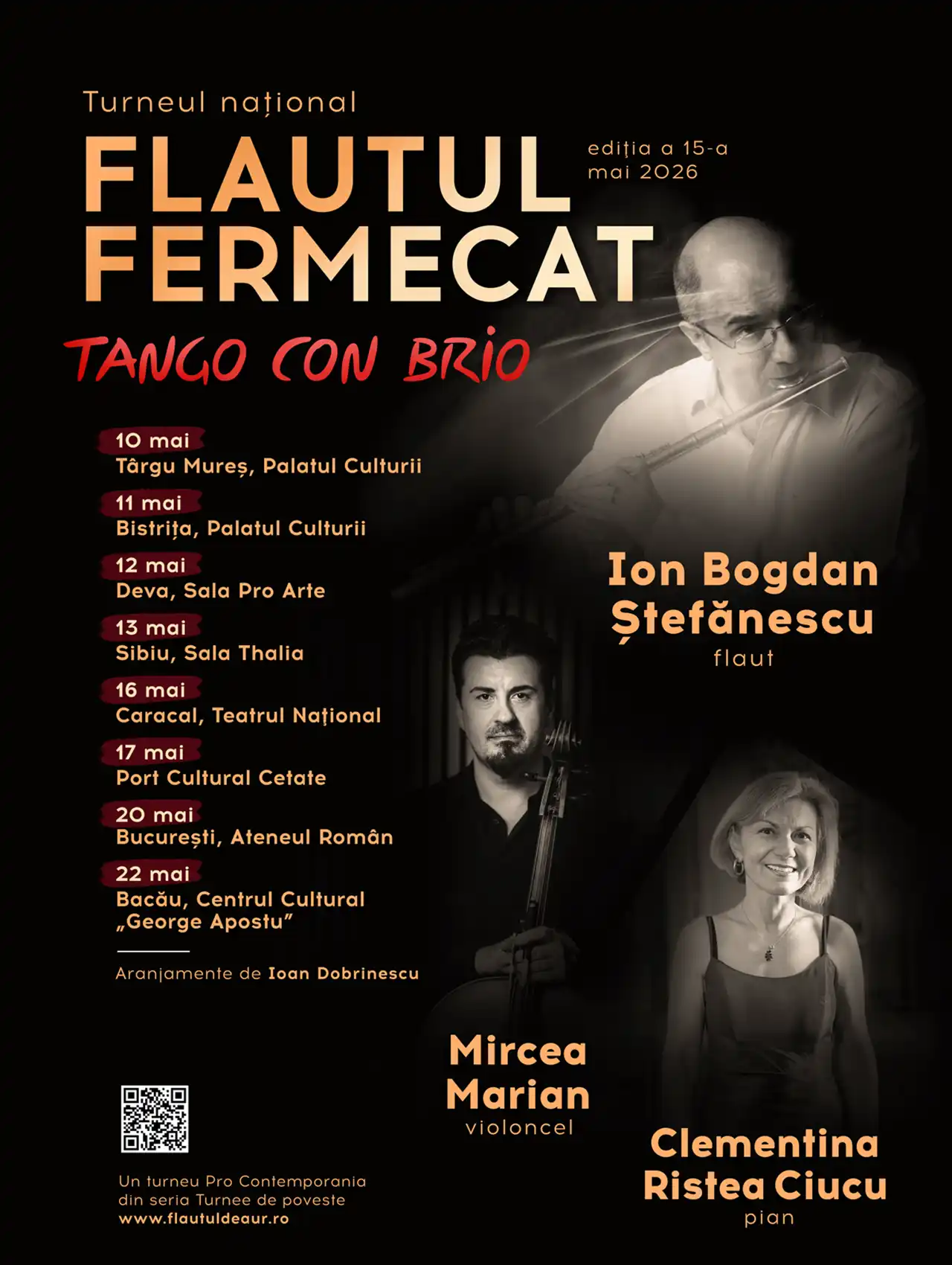 Tango con Brio: &icirc;ncepe Turneul Național Flautul de Aur cu Ion Bogdan Ștefănescu și Trio Brio