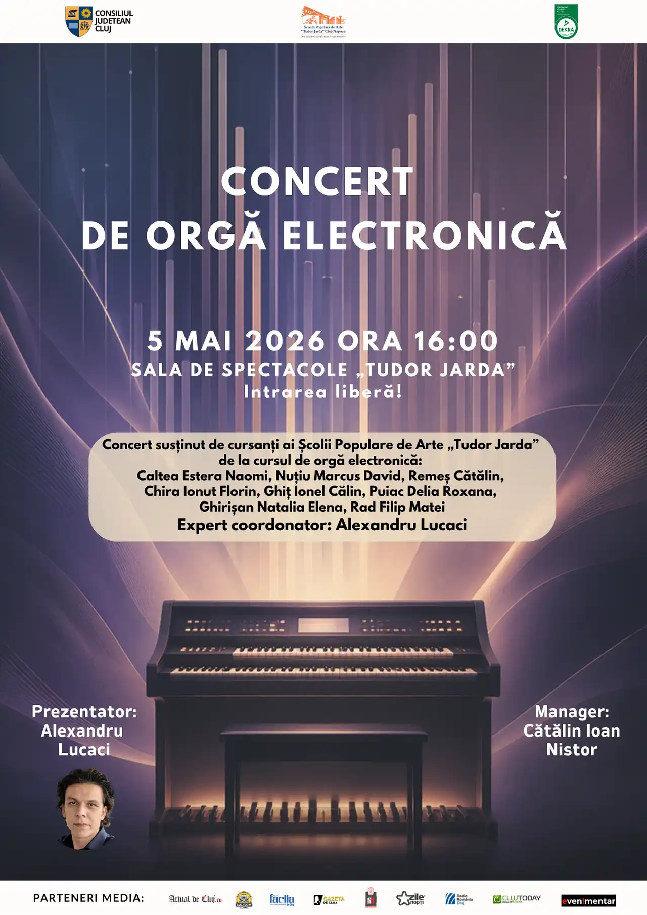 Concert de orgă electronică la Sala de Spectacole &bdquo;Tudor Jarda&rdquo;
