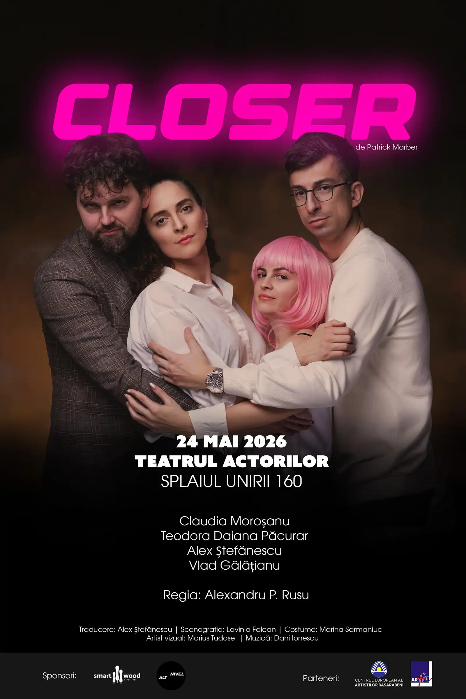 „Adevărul este o formă de posesie." Spectacolul CLOSER de Patrick Marber ajunge pe scena Teatrului Actorilor