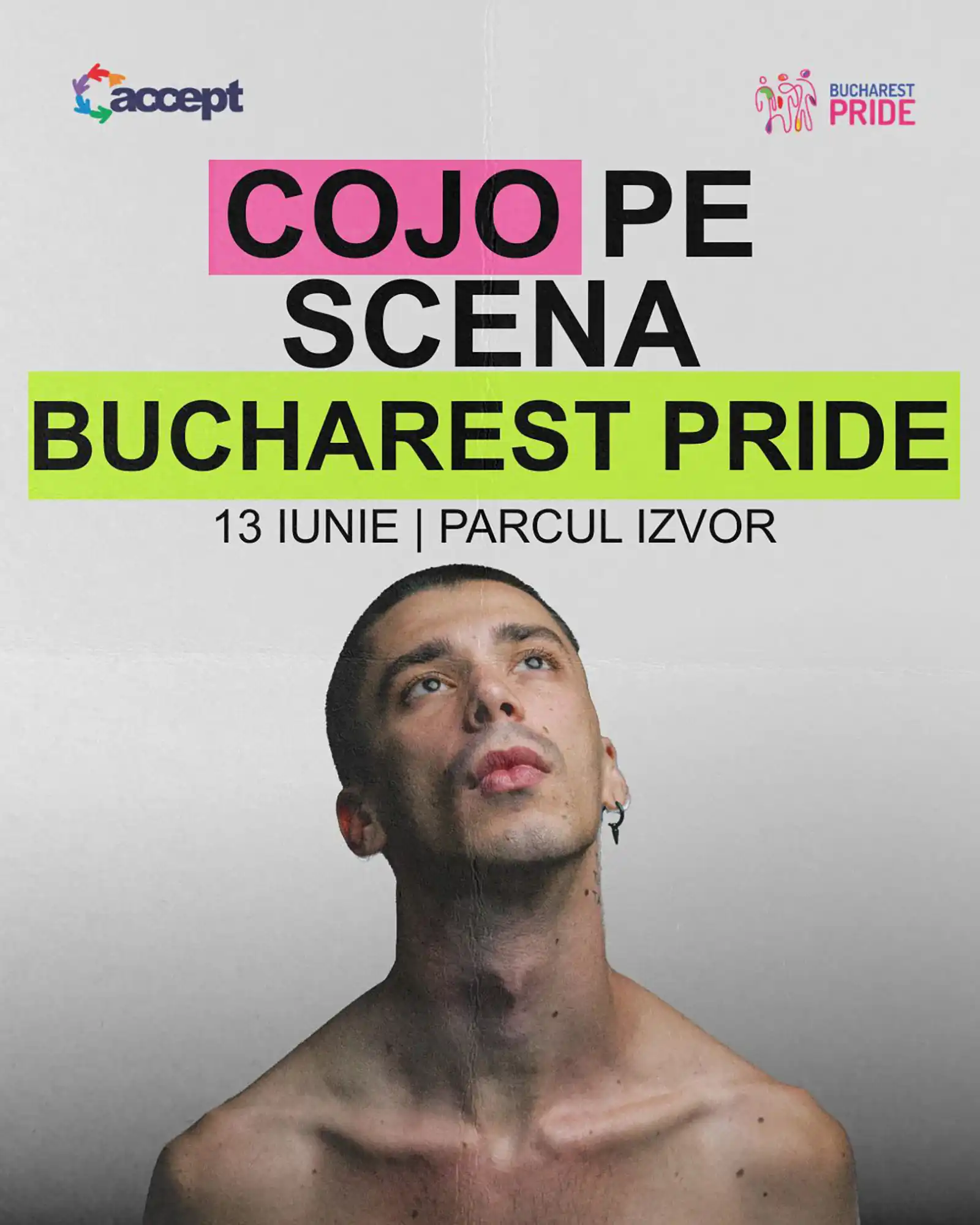COJO Bucharest PRIDE 2026 Afis COJO pe scena Bucharest PRIDE 2026