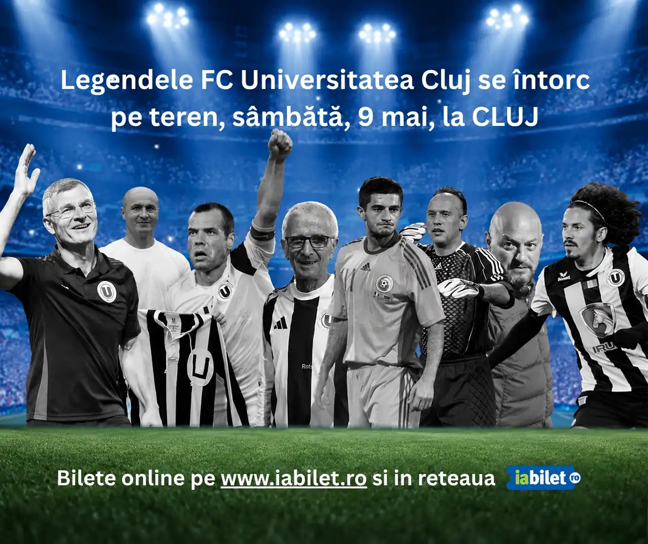 Zeci de legende ale FC Universitatea Cluj revin s&acirc;mbătă pe teren pentru o cauză nobilă. Unde va avea loc reunirea celor care au scris istorie pentru Șepcile Roșii.