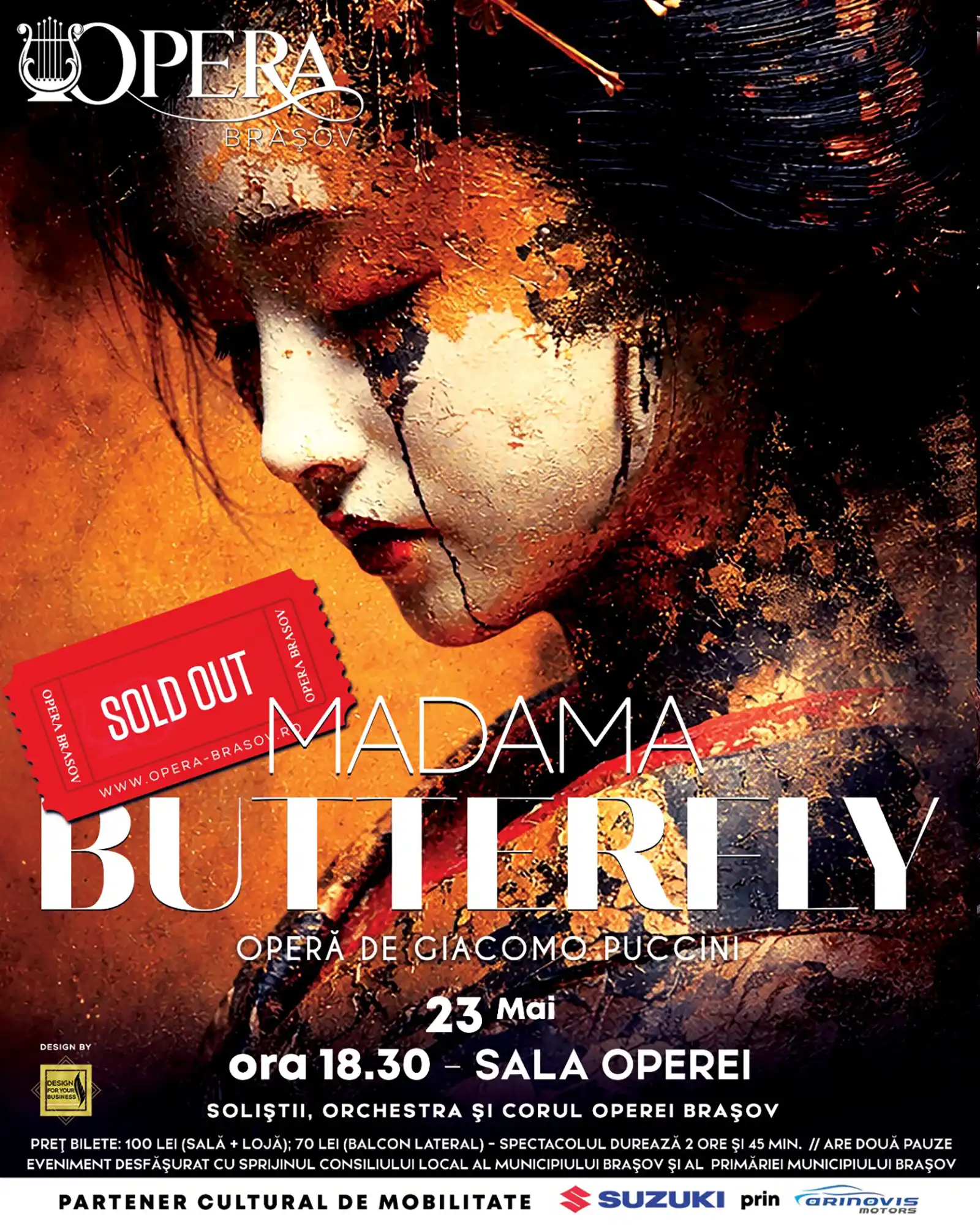 xRecital &icirc;n foaier și &bdquo;Madama Butterfly" pe scena Operei Brașov, &icirc;n acest weekend