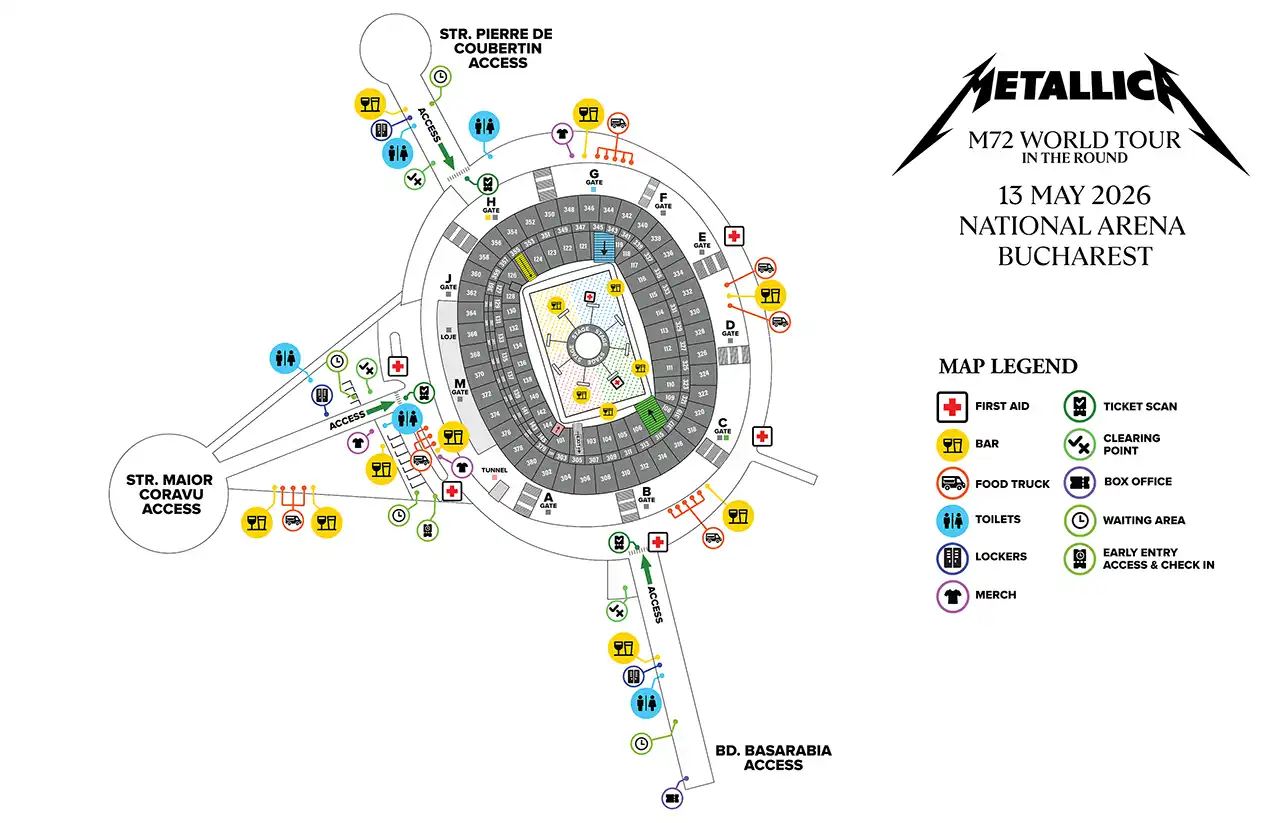 Concert Metallica pe 13 mai 2026 la București &ndash; program și regulament de acces