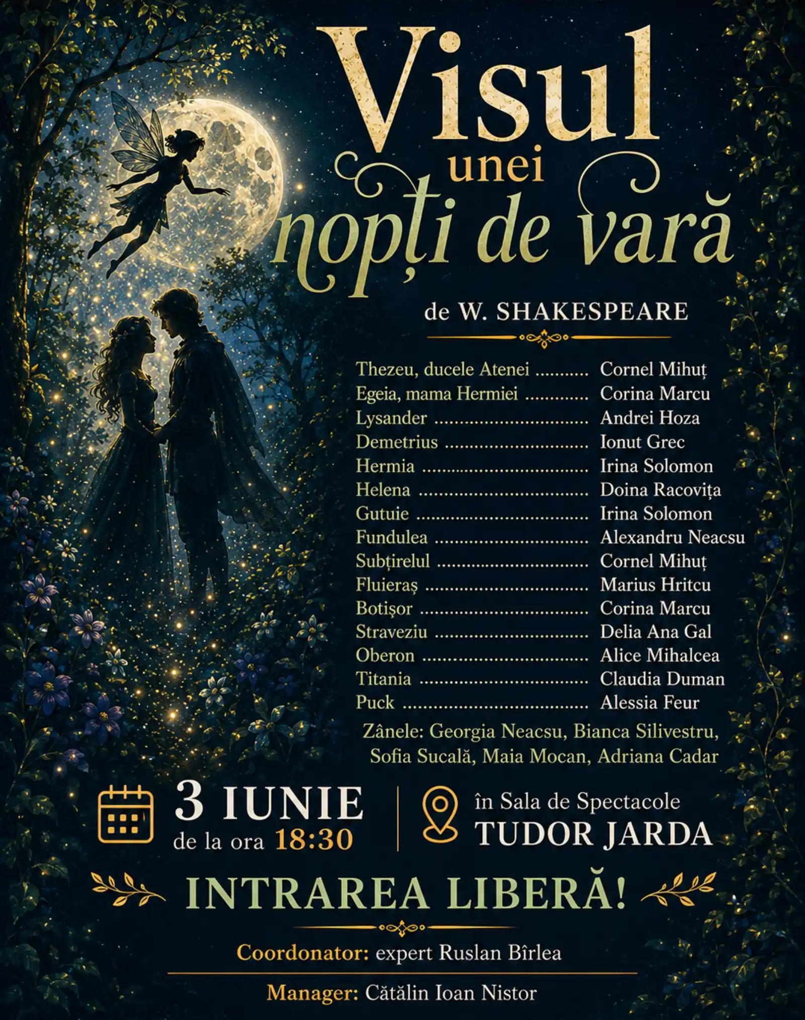 Spectacol de teatru: „Visul unei nopți de vară” de William Shakespeare
