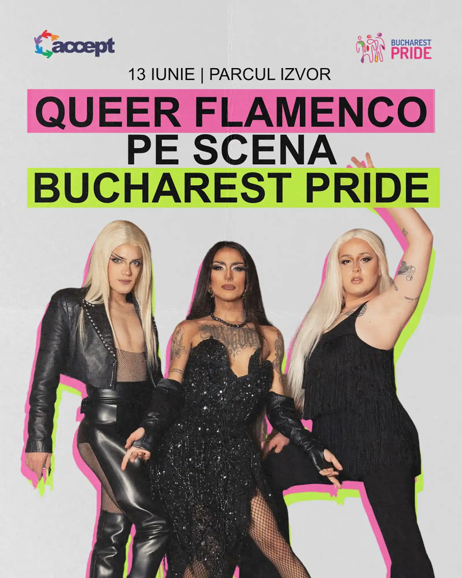 Queer Flamenco Afisul Queer Flamenco, însoțiți de Pakita – vedeta RuPaul's Drag Race, pe scena Bucharest PRIDE 2026