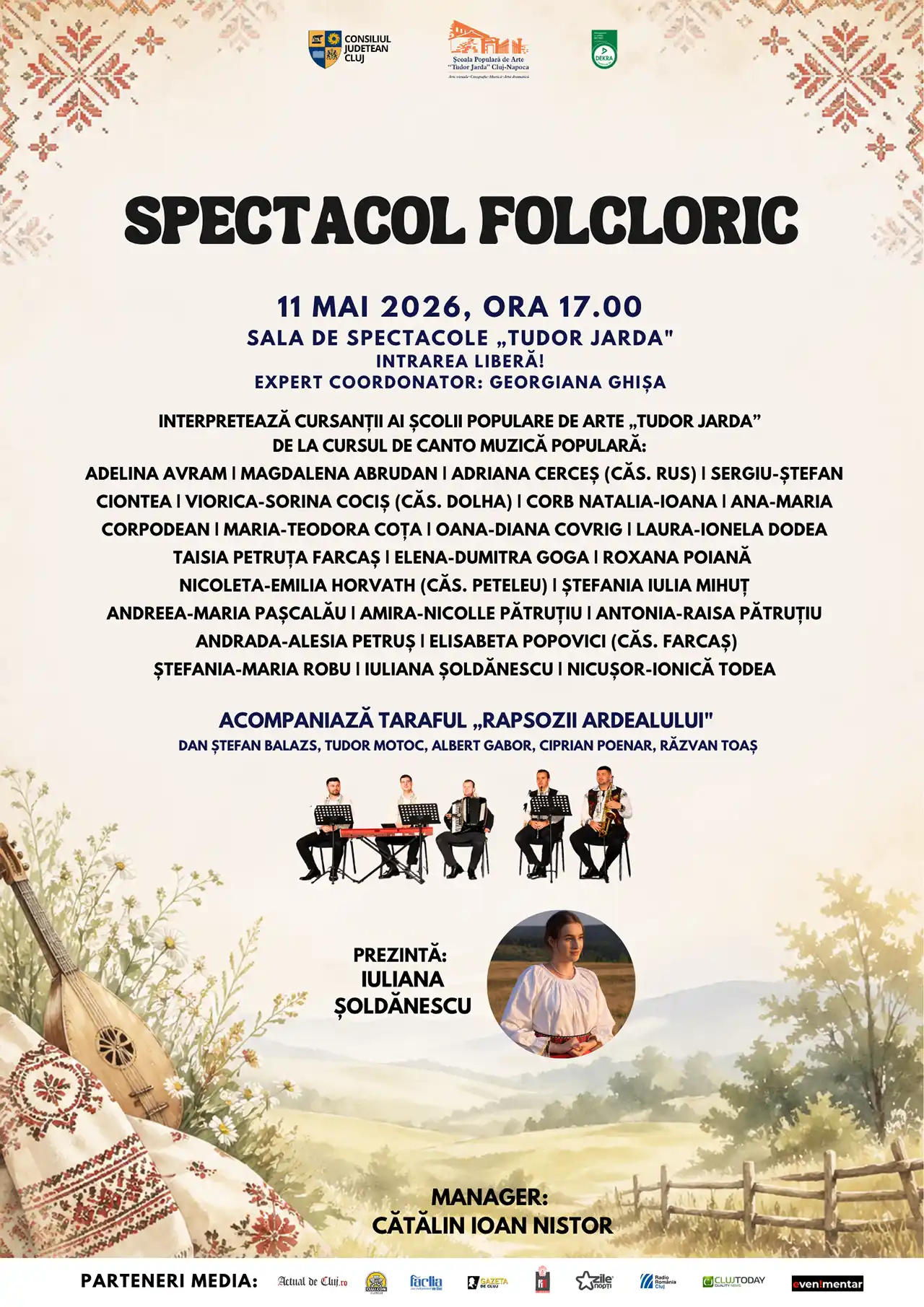Spectacol folcloric la Sala de spectacole &bdquo;Tudor Jarda&rdquo; Cluj-Napoca