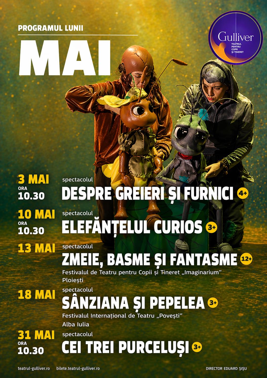 1-Teatrul pentru Copii și Tineret ”Gulliver” - Spectacolele Lunii Mai 2026