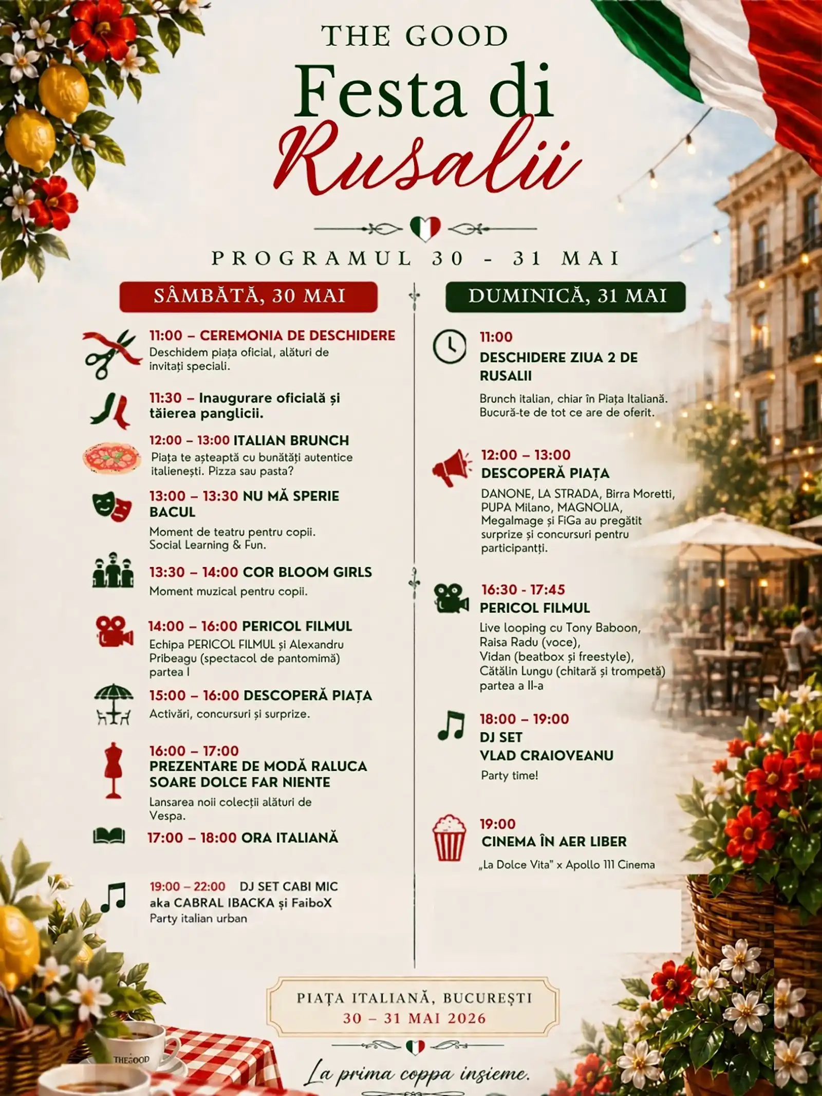 The Good lansează „Festa di Rusalii”, un nou eveniment urban dedicat comunității și atmosferei din zona Pieței Italiene din București