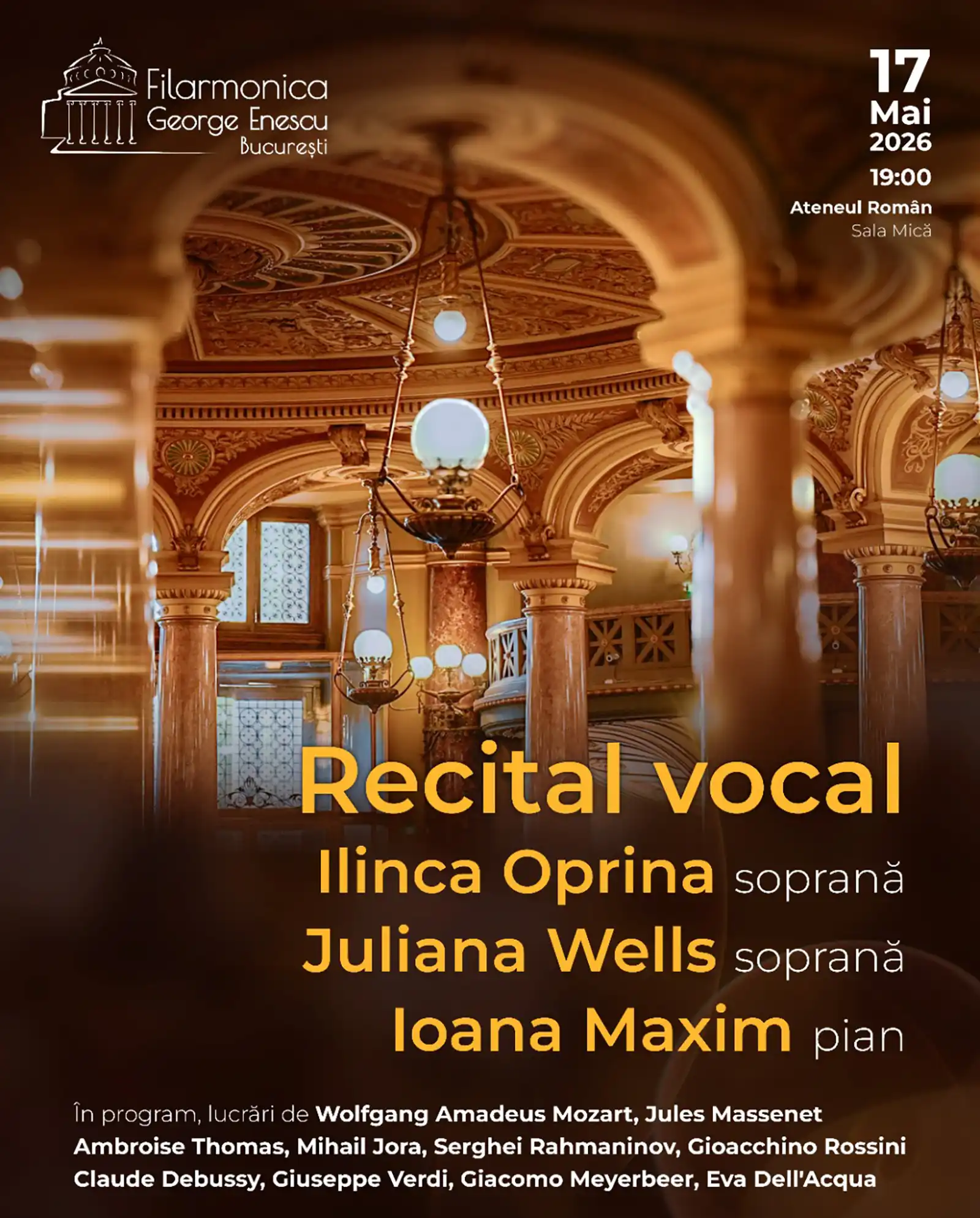 Două tinere soprane, Juliana Wells și Ilinca Oprina - debut la Ateneul Român - sala mică, pe 17 mai