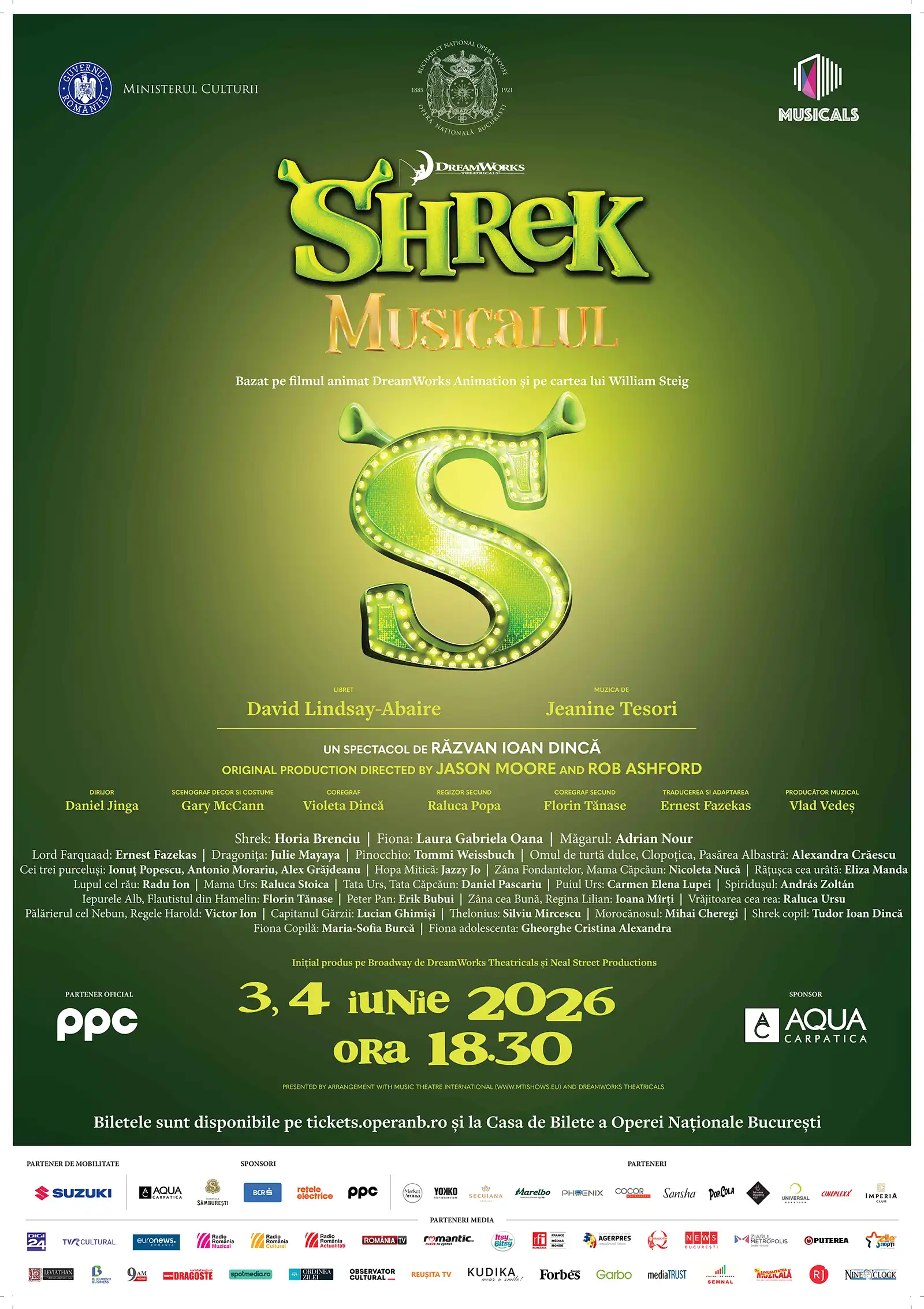 De pe Broadway la București, Shrek Musicalul revine pe scena ONB de Ziua Copilului. Horia Brenciu, &icirc;n rolul căpcăunului simpatic
