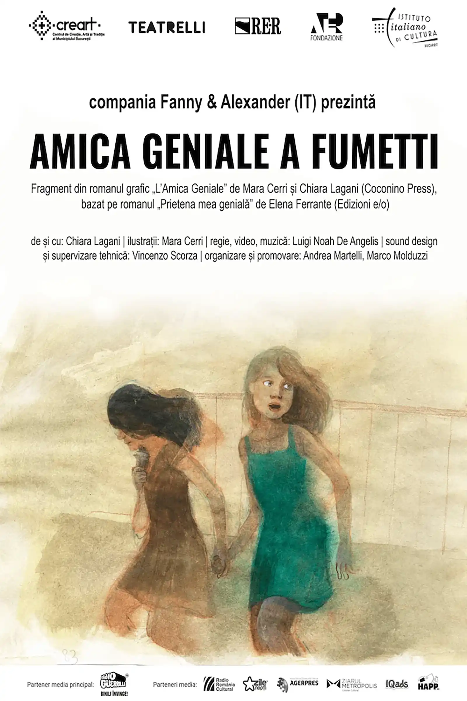 &bdquo;Prietena mea genială", &icirc;n benzi desenate &mdash; un spectacol-eveniment la Teatrelli, &icirc;n prezența autoarelor Chiara Lagani și Mara Cerri