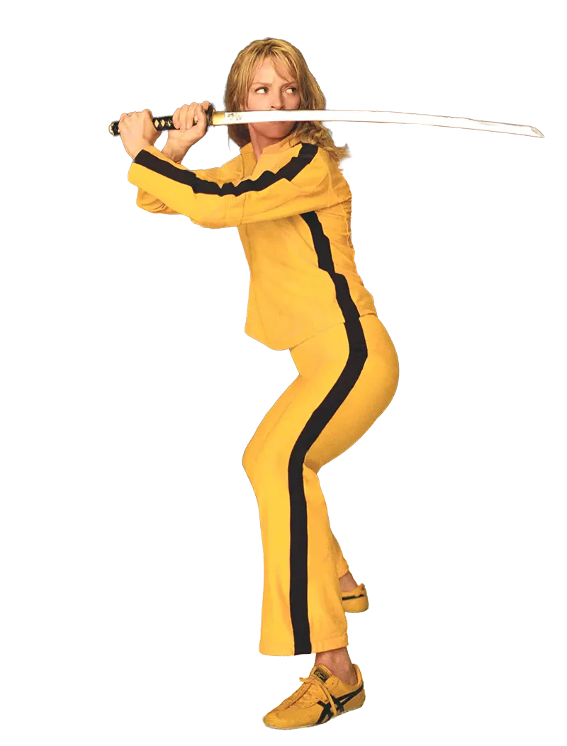 Uma Thurman în rolul Miresei din Kill Bill, film cult de Quentin Tarantino