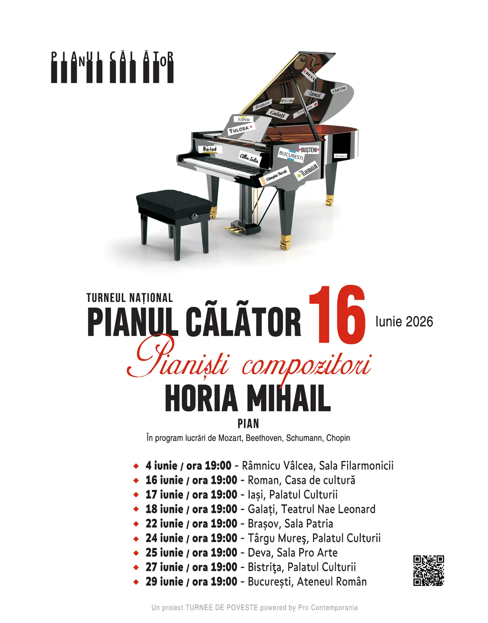 Horia Mihail și Pianiști compozitori &icirc;n Turneul Național Pianul Călător 16, &icirc;n luna iunie