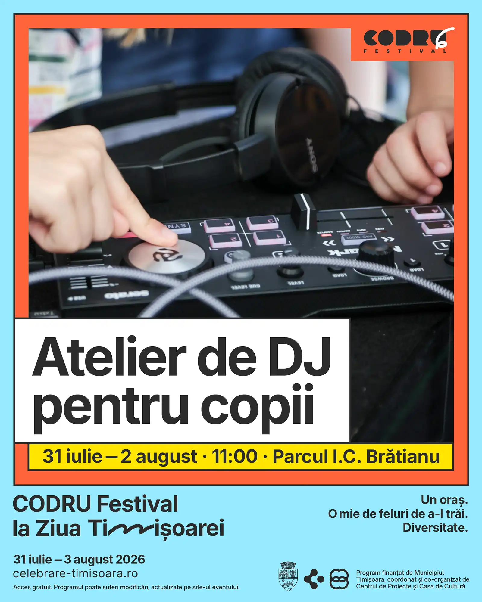 CODRU, festivalul care protejează natura prin muzică, educație și acțiuni de mediu, vine la Ziua Timișoarei cu activități pentru copii și experiențe &icirc;n aer liber.&nbsp;