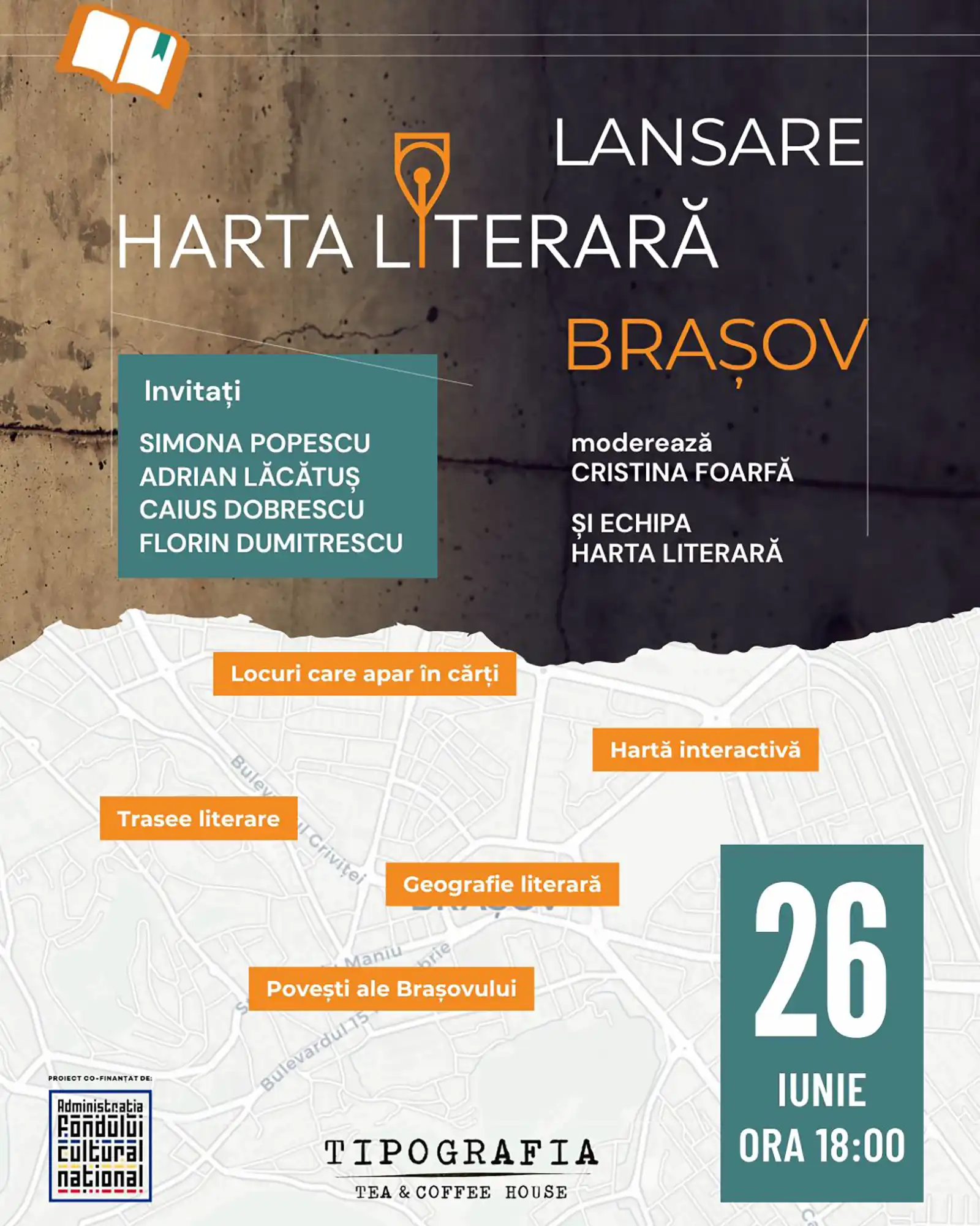 Harta Literară la Brașov - lansare și tur literar ghidat de scriitoarea Simona Popescu, dedicat celebrului Grup de la Brașov