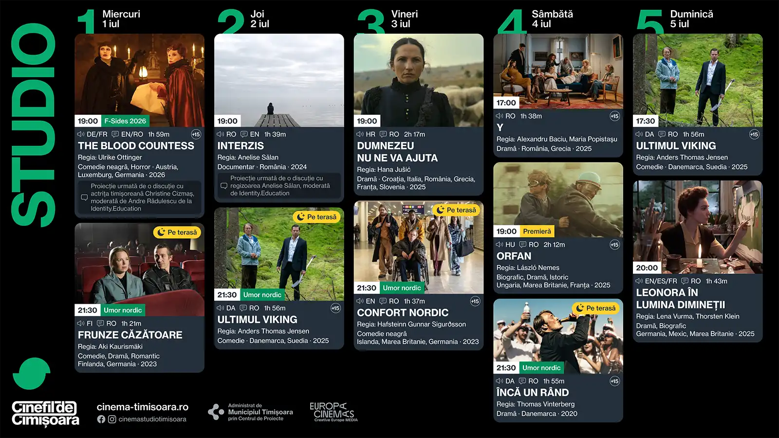 Programul saptamanii 1 - 5 iulie, la Cinema Studio