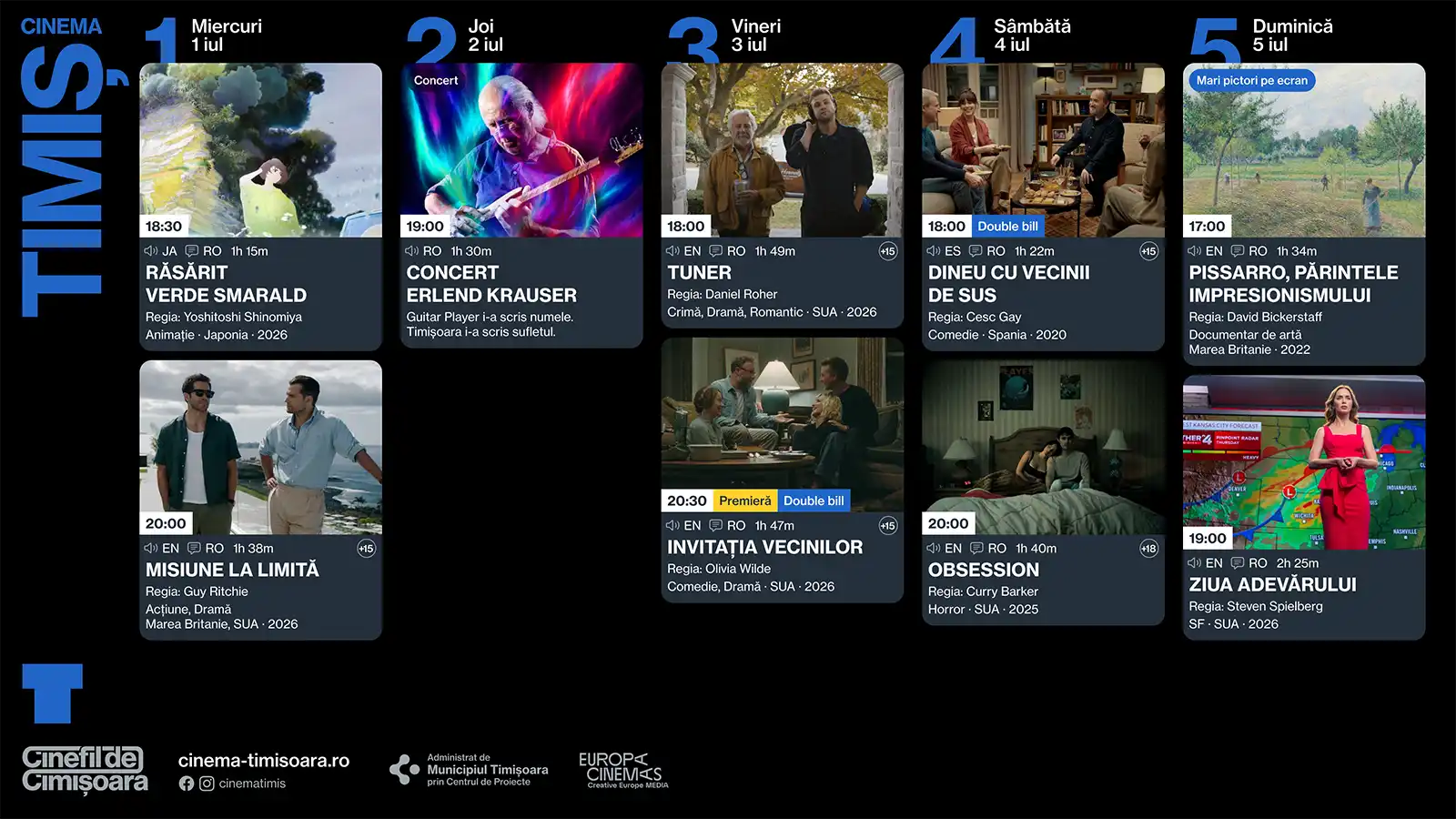 Programul saptamanii 1 - 5 iulie, la Cinema Timis