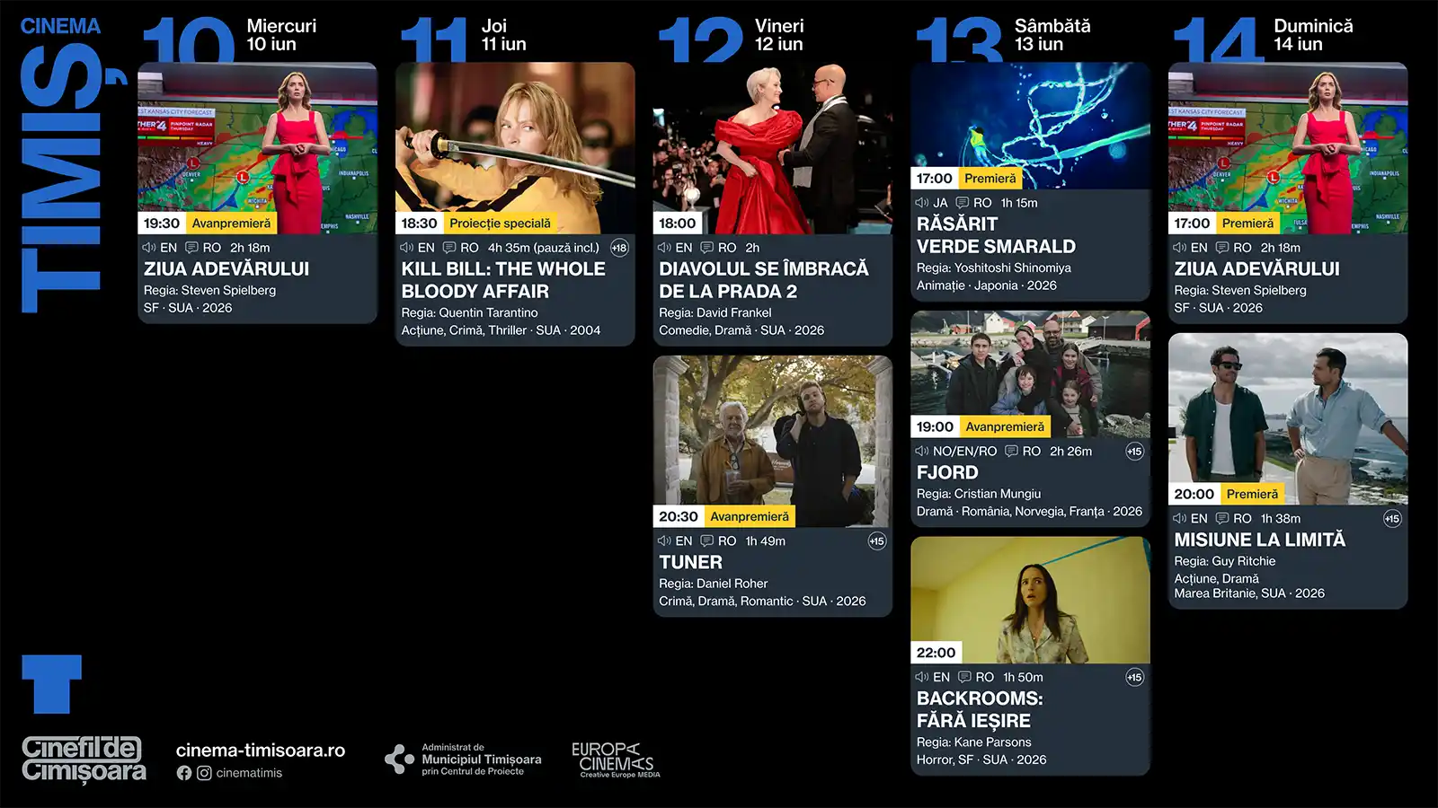 Programul săptăm&acirc;nii 10 - 14 iunie de la Cinema Victoria, Cinema Timiș, Cinema Studio și Cinema Johnny