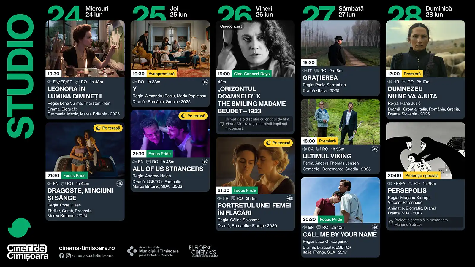 Programul săptămânii 24-28 iunie, la cinematografele de tradiție din Timișoara