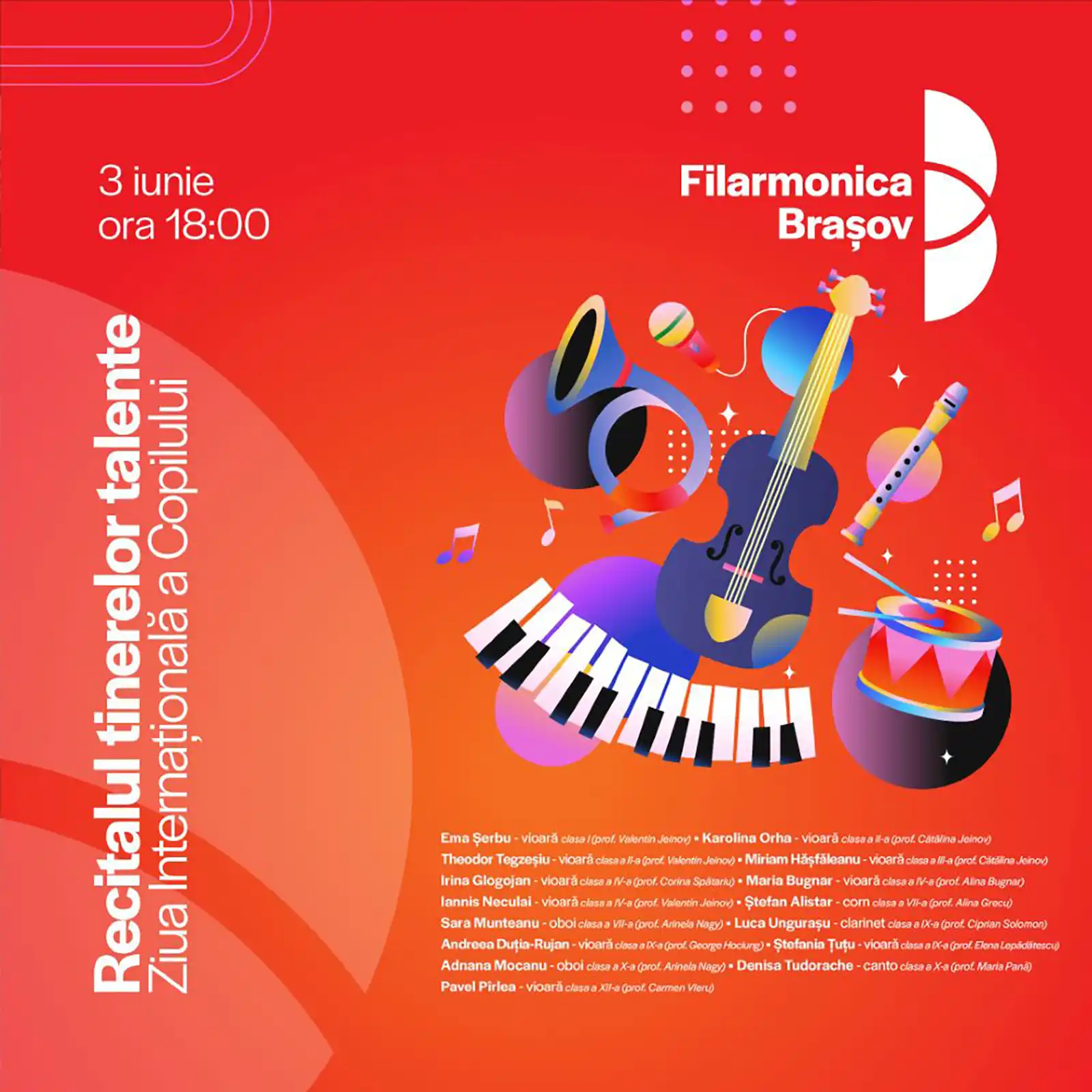 Filarmonica Brașov începe luna iunie cu muzică pentru copii și continuă cu evenimente de excepție