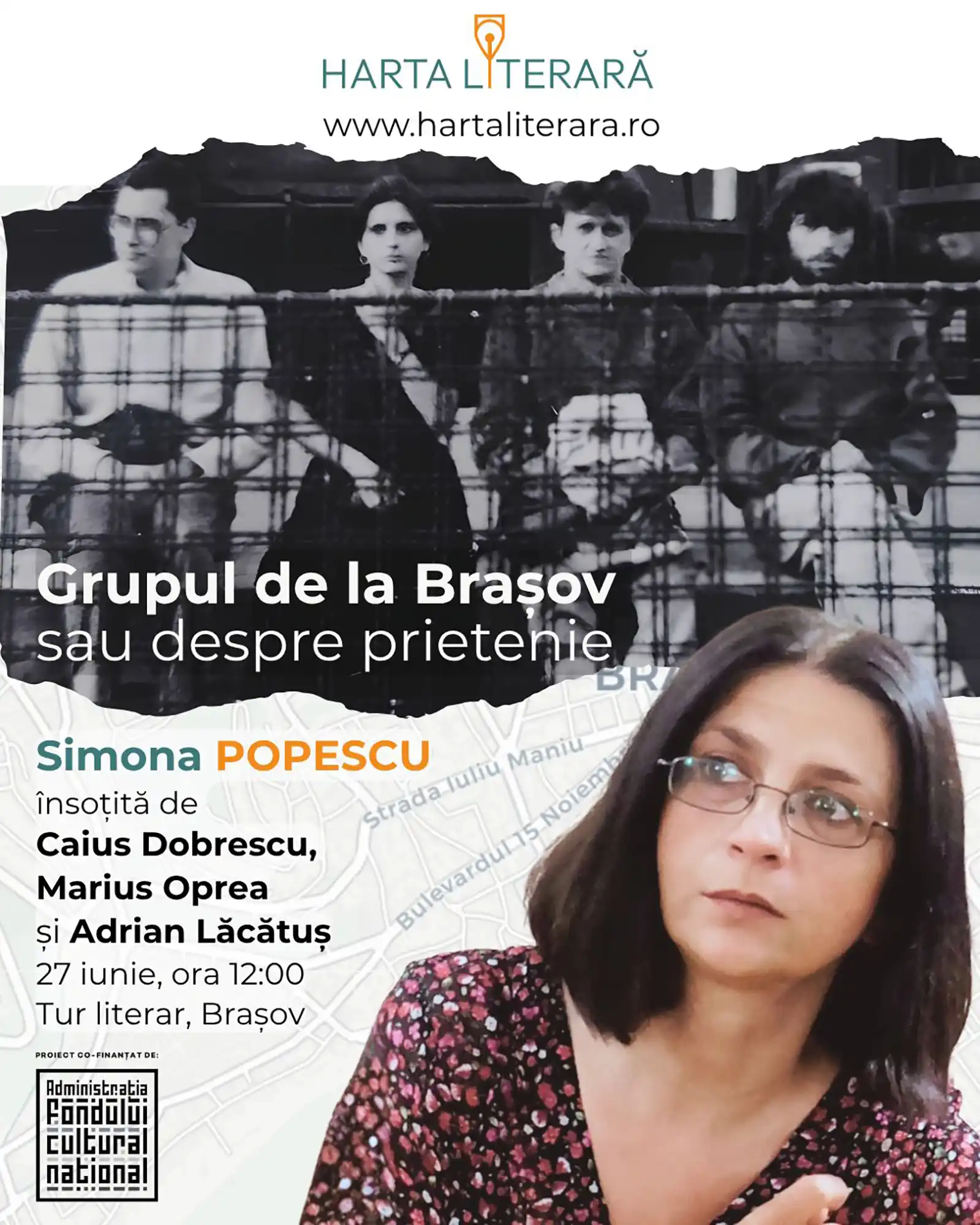 Harta Literară la Brașov - lansare și tur literar ghidat de scriitoarea Simona Popescu, dedicat celebrului Grup de la Brașov