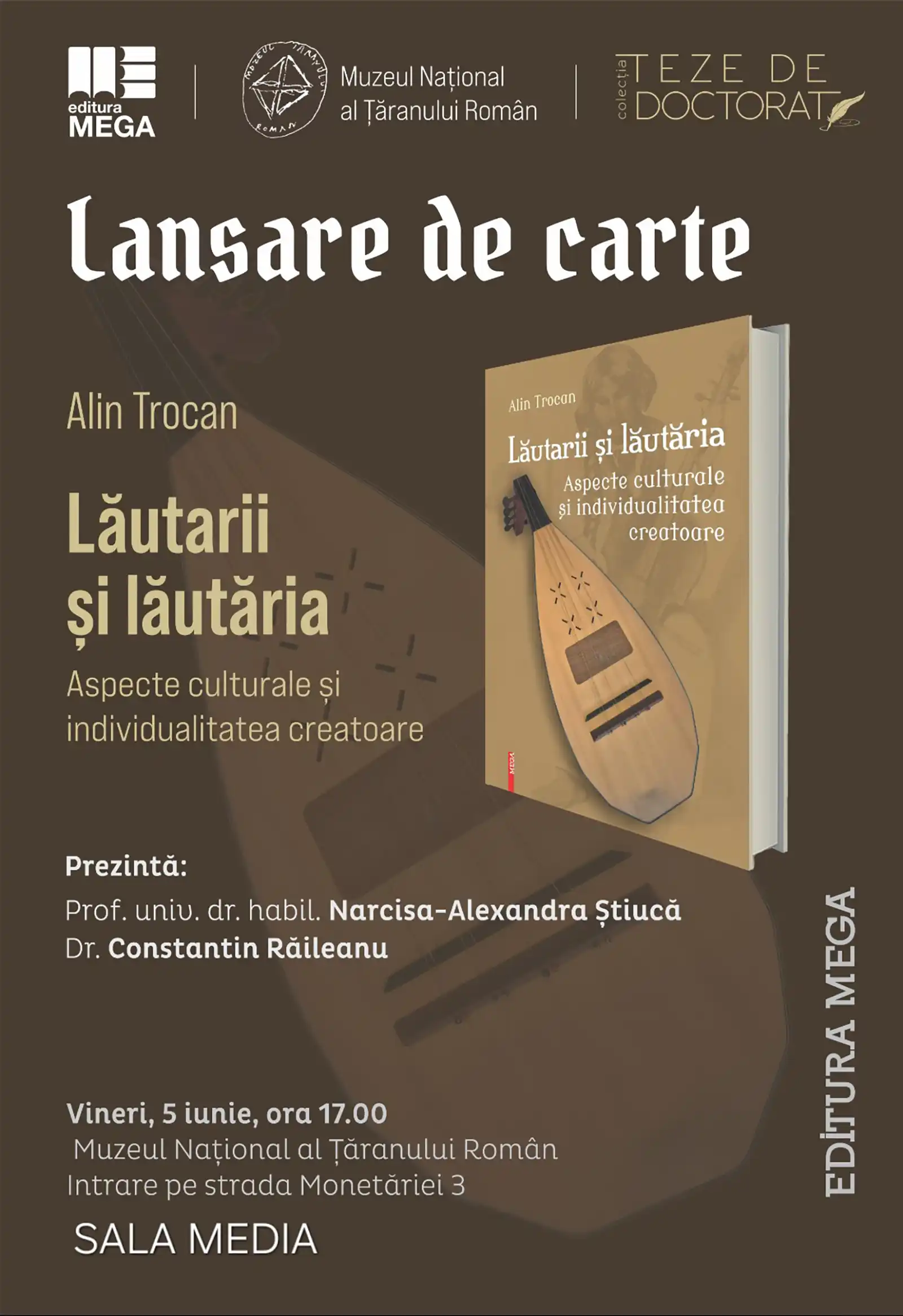 Lansare de Carte: &bdquo;Lăutarii și lăutăria &ndash; aspecte culturale și individualitatea creatoare&rdquo;&nbsp;de Alin Trocan
