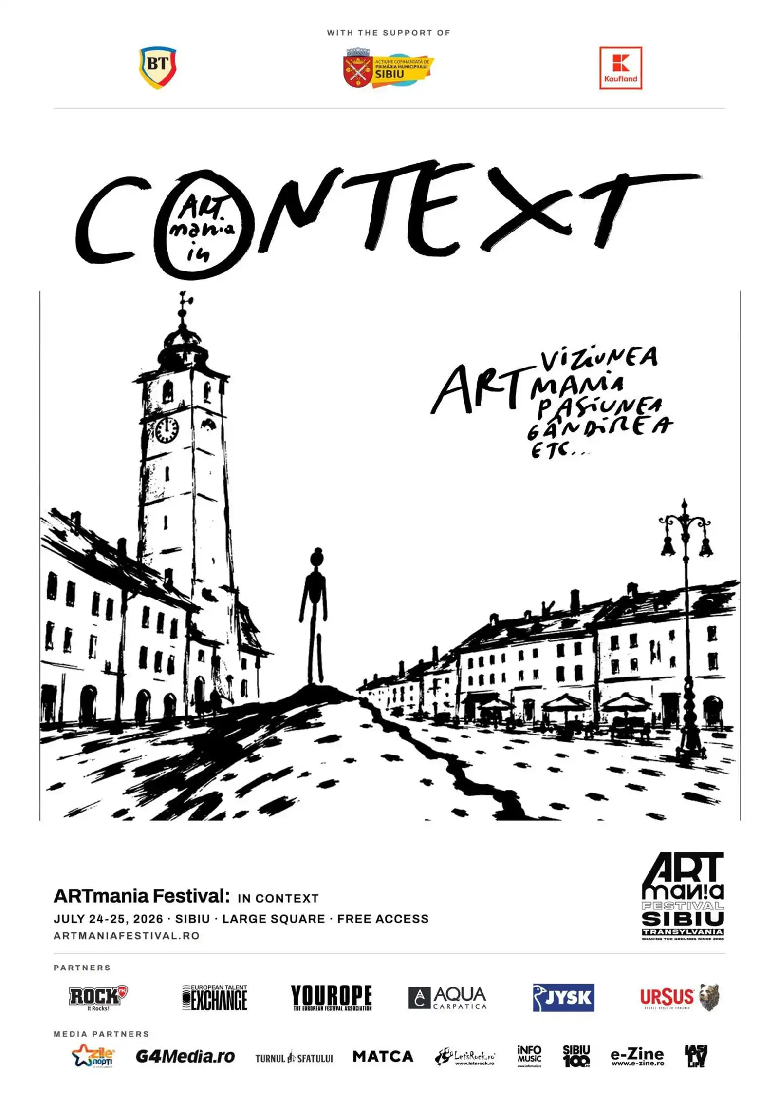 ARTmania Festival revine &icirc;n Piața Mare din Sibiu, pe 24 și 25 iulie 2026, &icirc;ntr-o ediție specială, cu acces liber