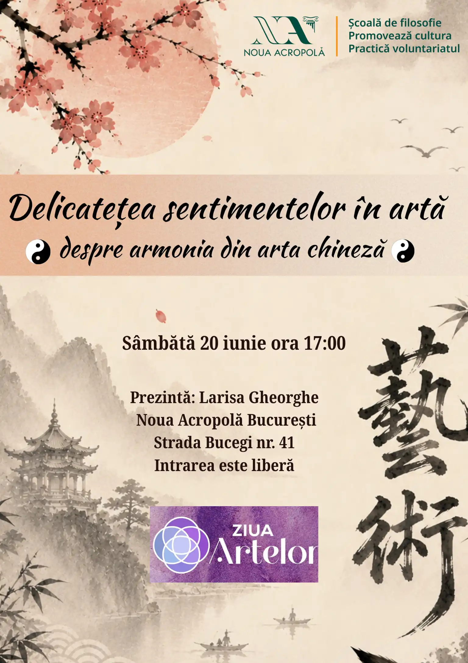 Prelegere filosofică despre delicatețea sentimentelor în artă, la Noua Acropolă București