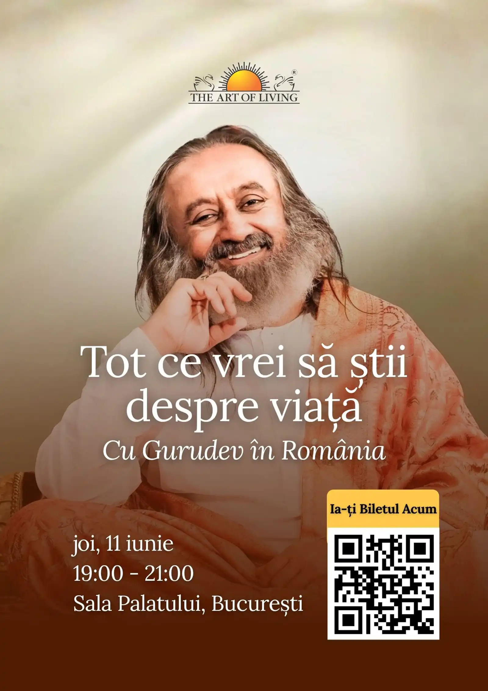 „Cum să-ți stăpânești mintea și emoțiile": Sri Sri Ravi Shankar vine pentru prima oară în România