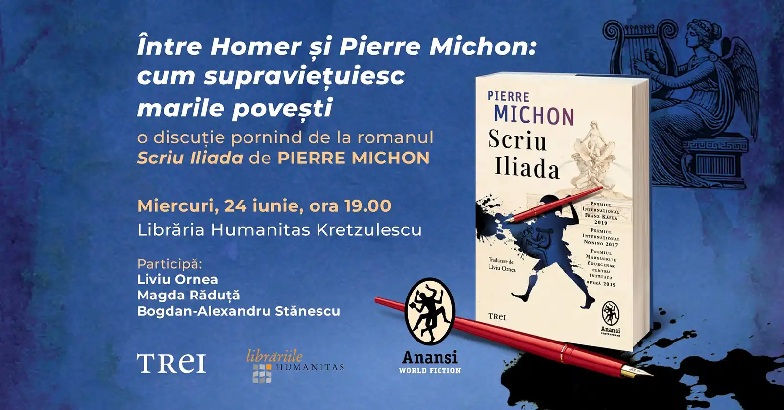 Seară dedicată lui Pierre Michon, unul dintre cei mai importanți scriitori europeni de astăzi, la Humanitas Kretzulescu