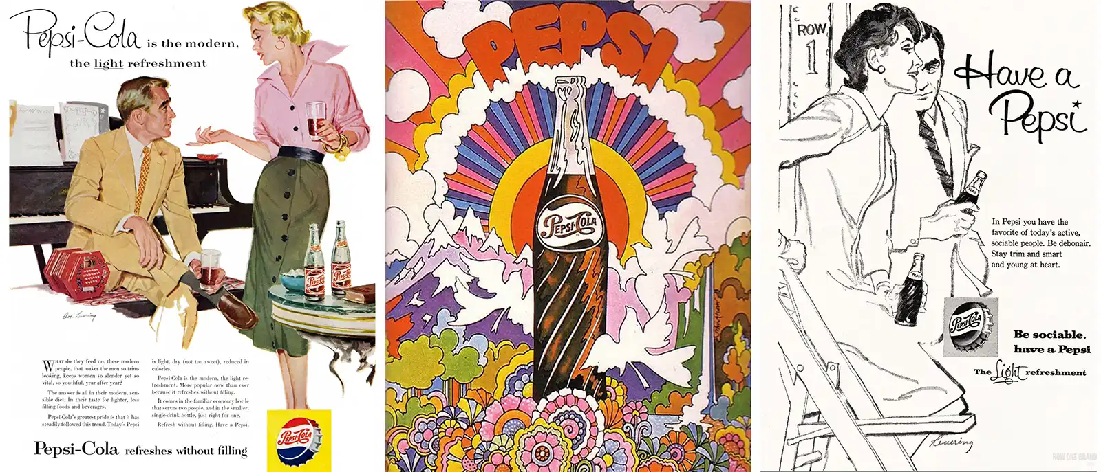 Ad-uri 1960-1962. Artwork: Bob Levering | John Alcorn | Row One Brand