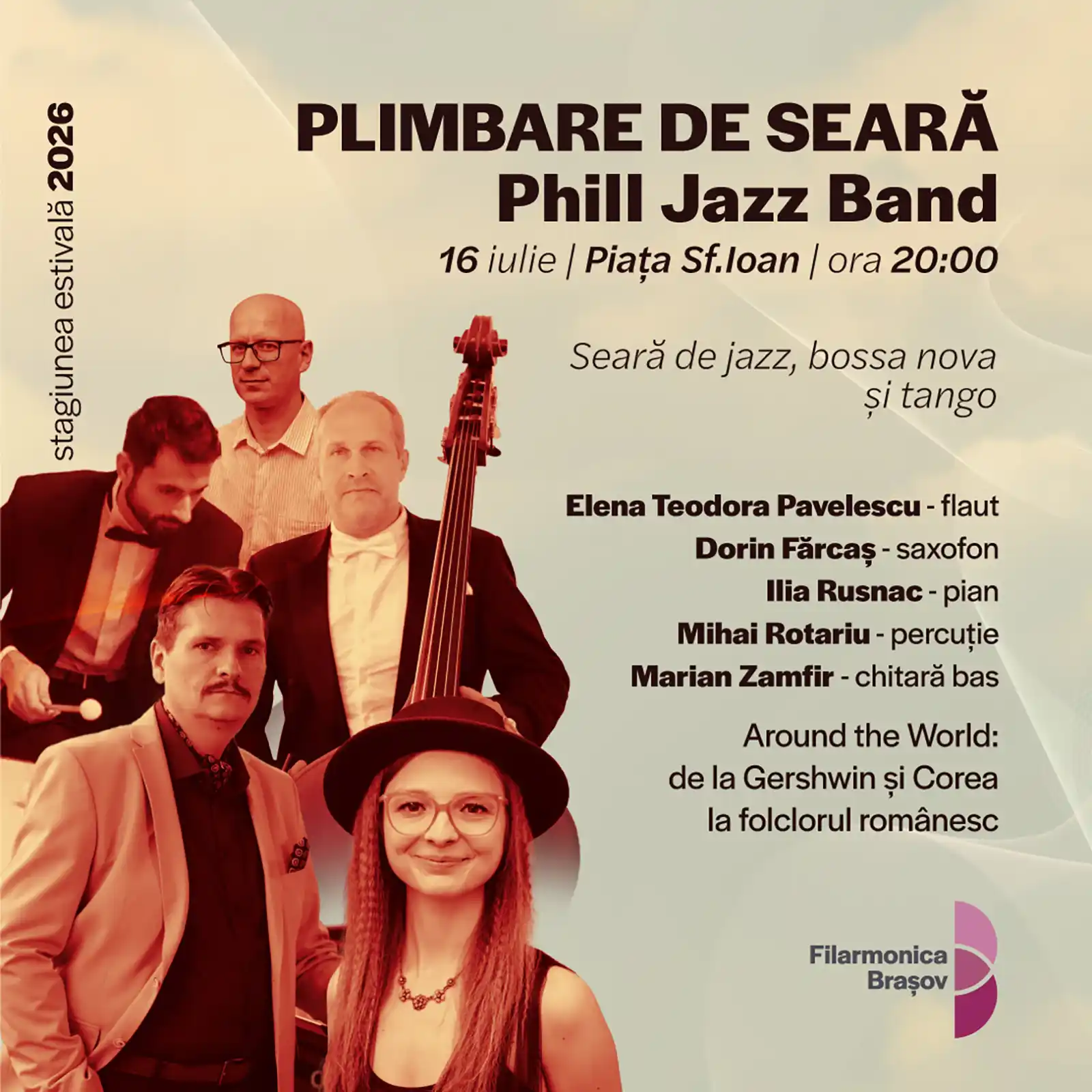 De la tango la jazz: trei seri de muzică în aer liber, săptămâna aceasta la Brașov