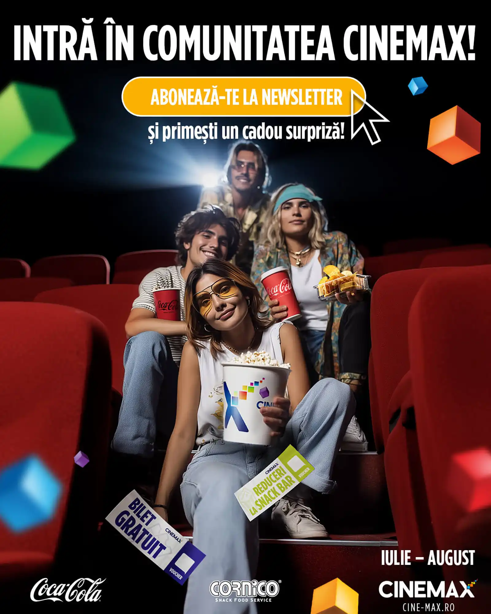 Intră &icirc;n Comunitatea CINEMAX. Abonarea la newsletter vine cu un cadou surpriză