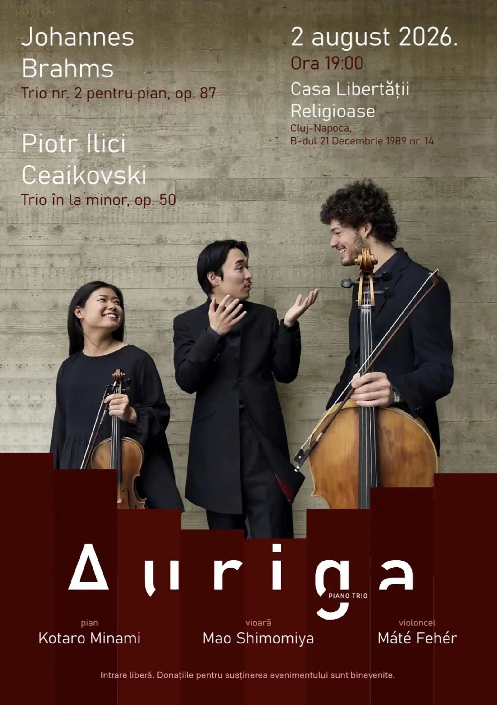 Concert Auriga Piano Trio @ Casa Libertății Religioase