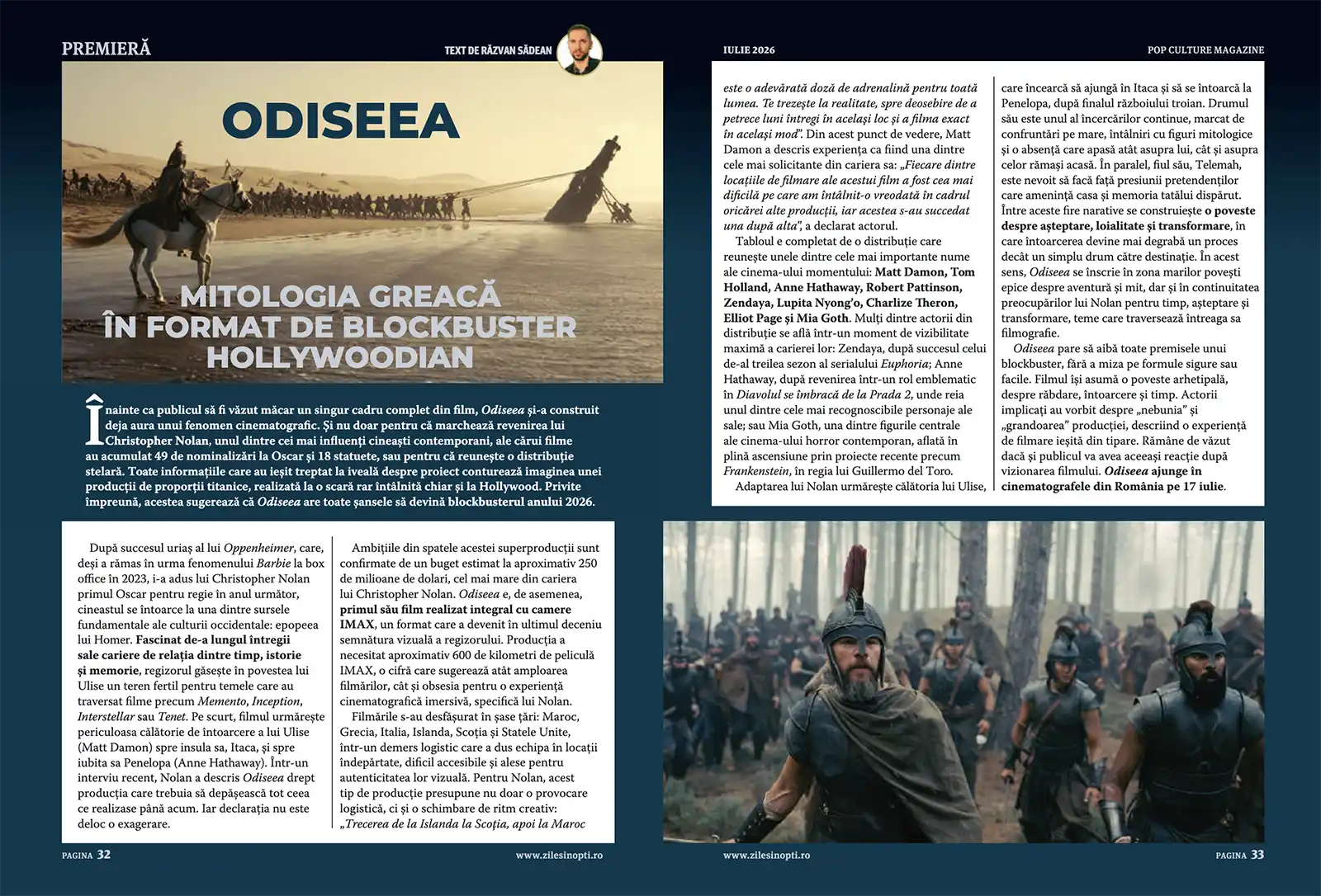 Despre filmul Odiseea - pagini din revista Zile si Nopti