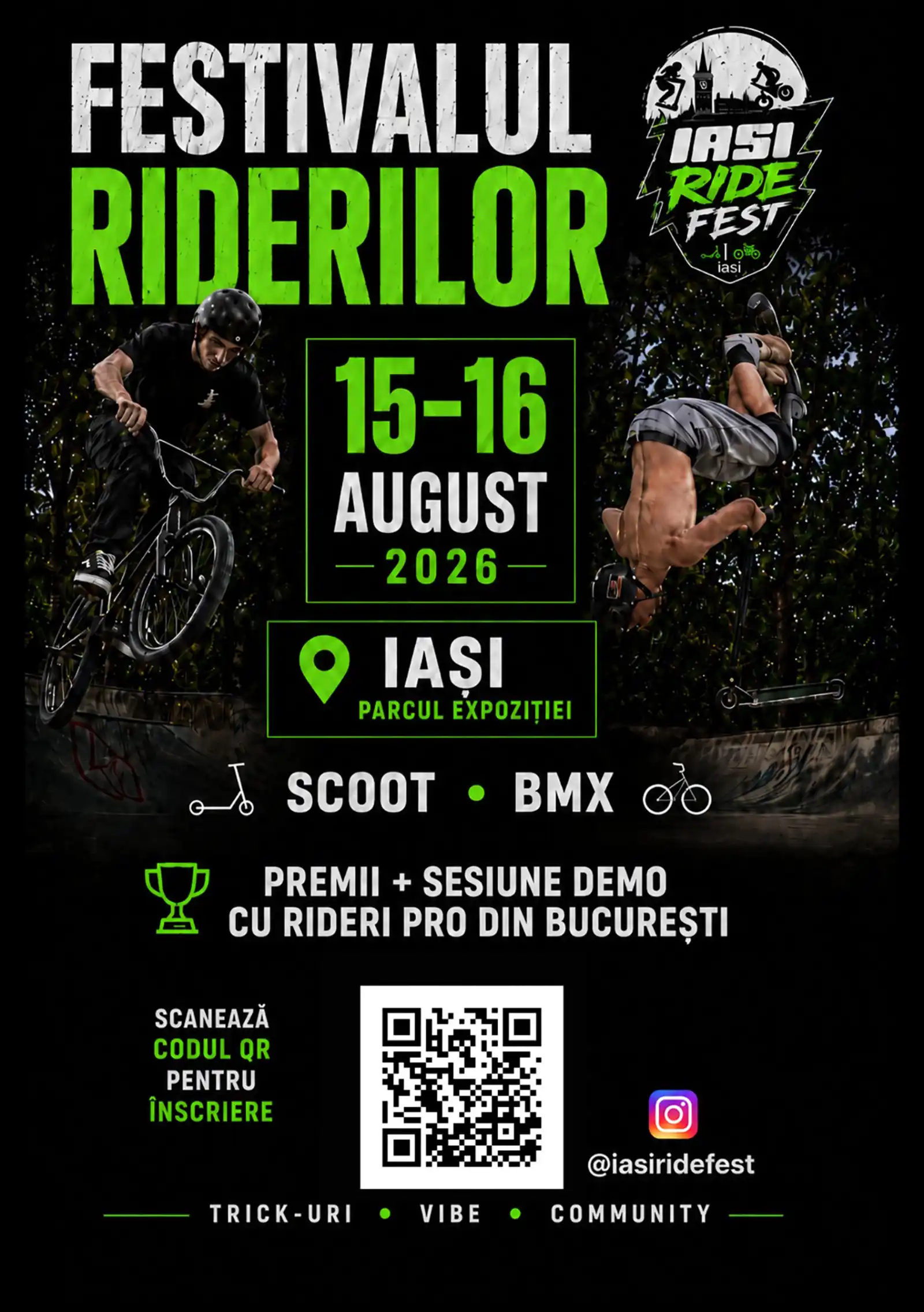 Iași RIDE Fest aduce competițiile de Scootering Freestyle și BMX în Skateparkul din Parcul Expoziției