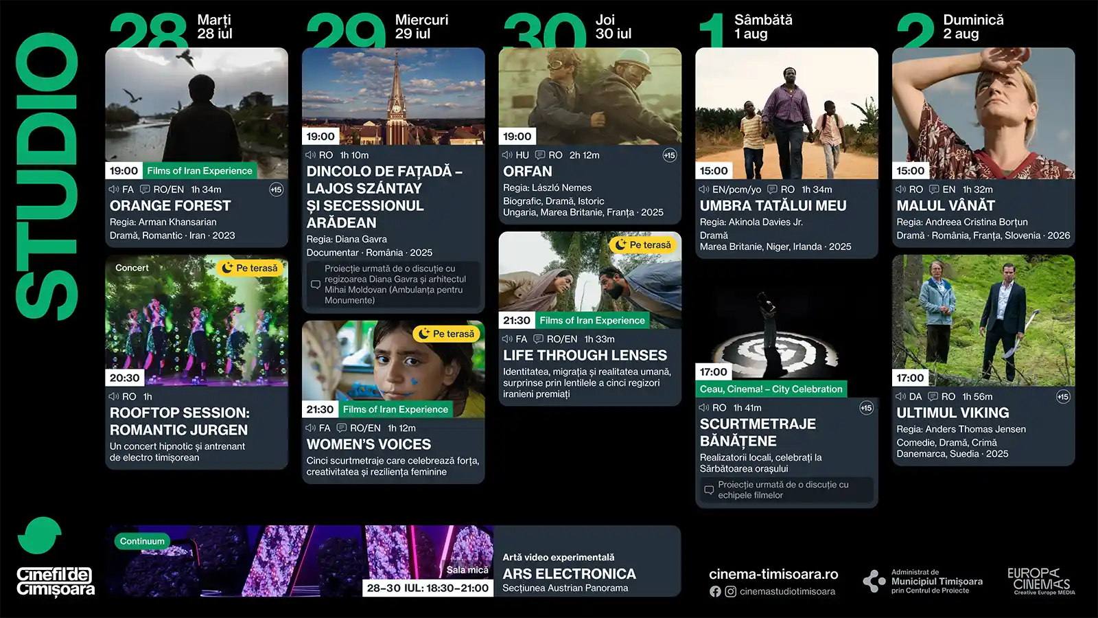 Programul saptamanii 28 iulie - 2 august la Cinema Studio
