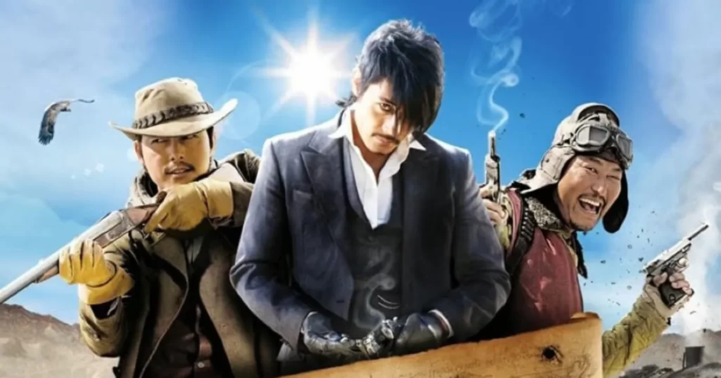 Lee Byung-hun, Song Kang-ho şi Jung Woo-sung în The Good, the Bad, the Weird