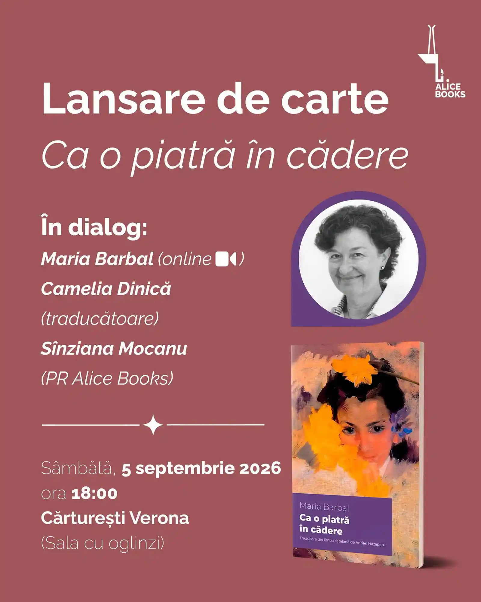 Maria Barbal își prezintă romanul „Ca o piatră în cădere”