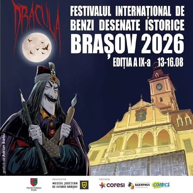 afis Festivalul International de Benzi Desenate Istorice 2026-evenimente Brasov august 2026