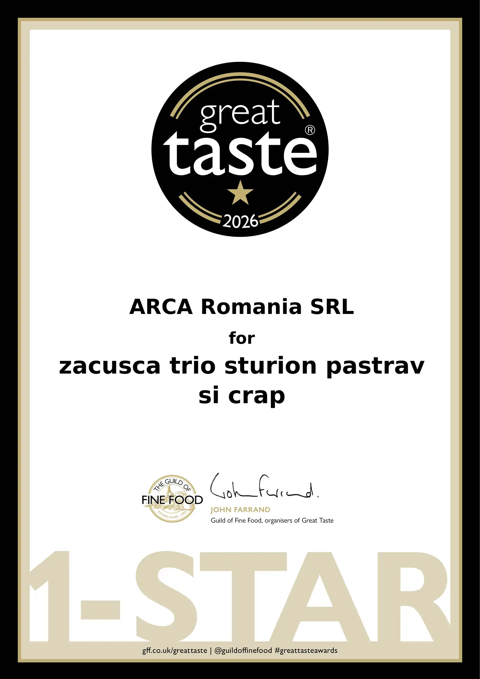 Zacusca Trio ARCA, prima zacuscă din România premiată Great Taste