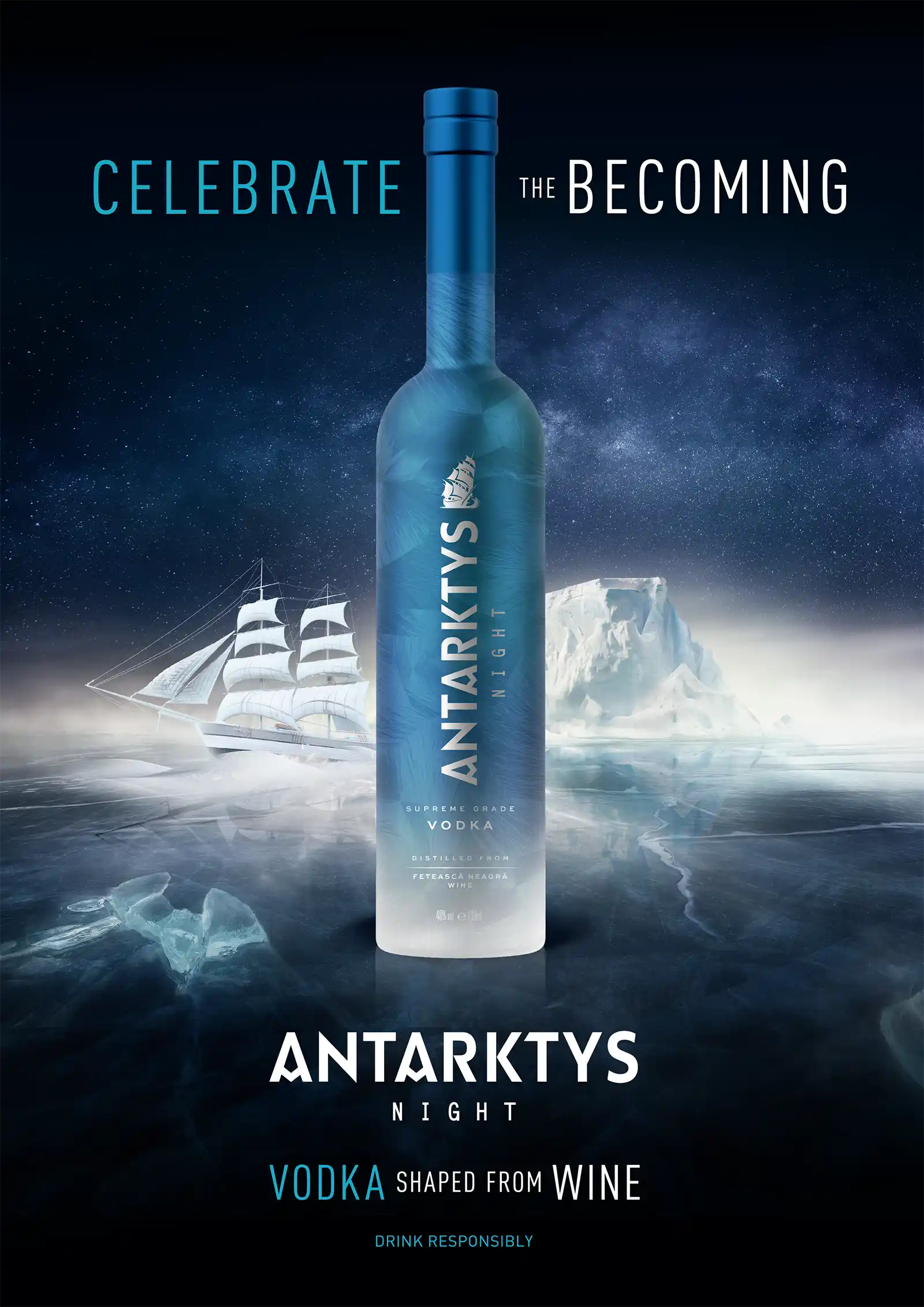 Alexandrion Group lansează Antarktys Night, o vodcă super-premium obținută din vin de Fetească Neagră