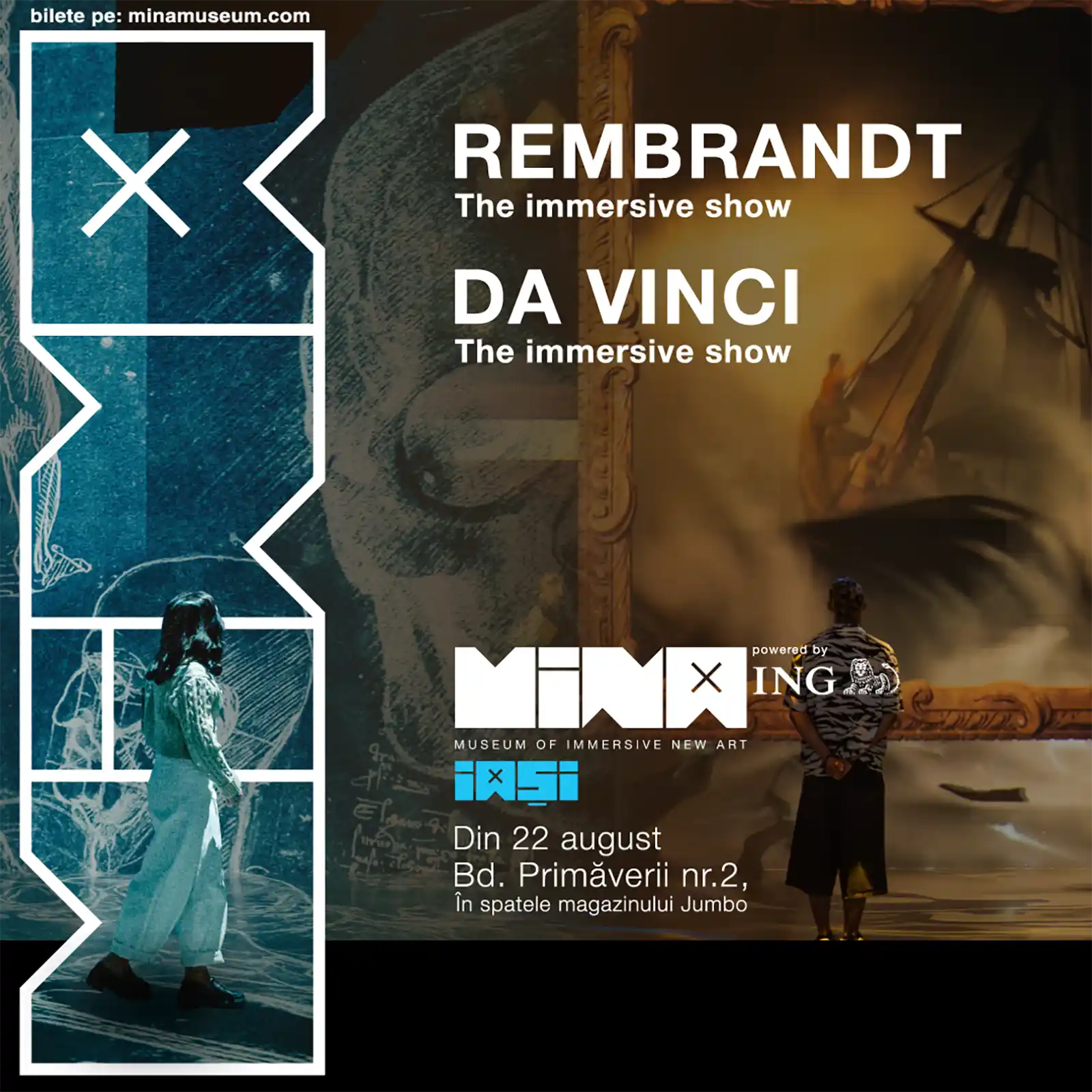 MINA Iași lansează două noi spectacole imersive dedicate lui Rembrandt și Leonardo da Vinci